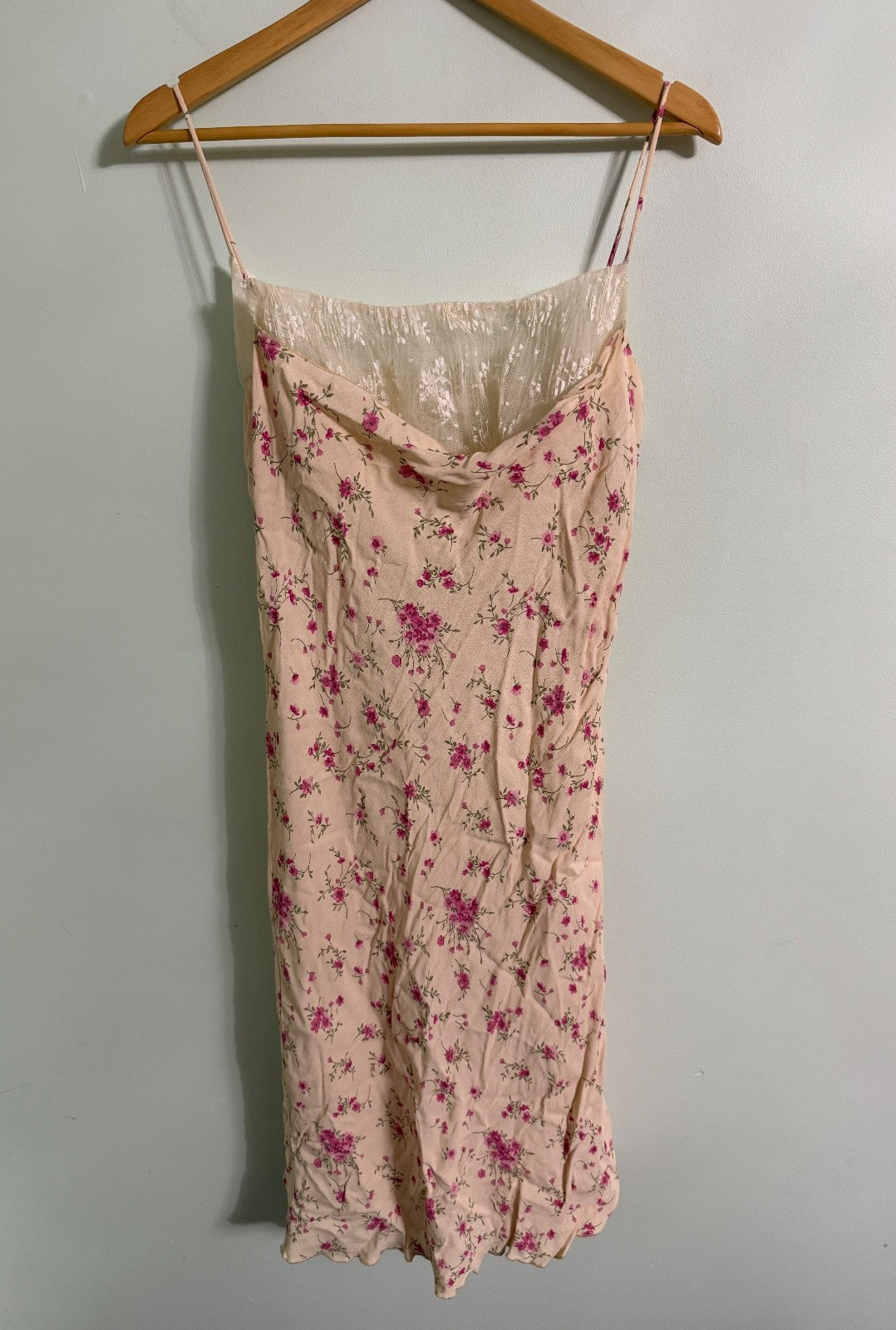 VTG RARE 1990 Hugo Busacti Victoria Secret Collection Cream & Floral Lace Dress