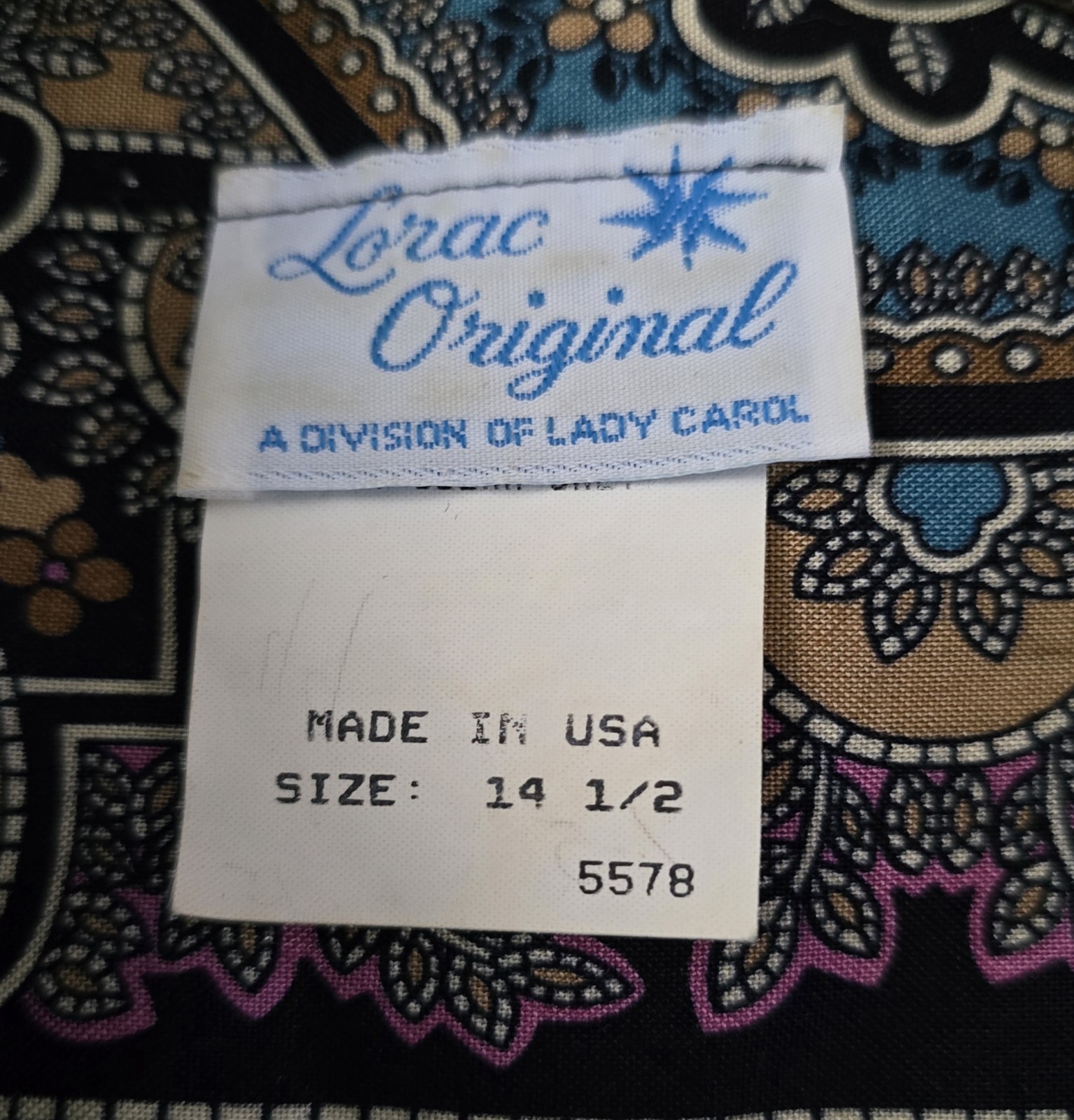 Vintage 70s Lorac Original Lady Carol ILGWU USA Paisley Rayon Dress 14.5