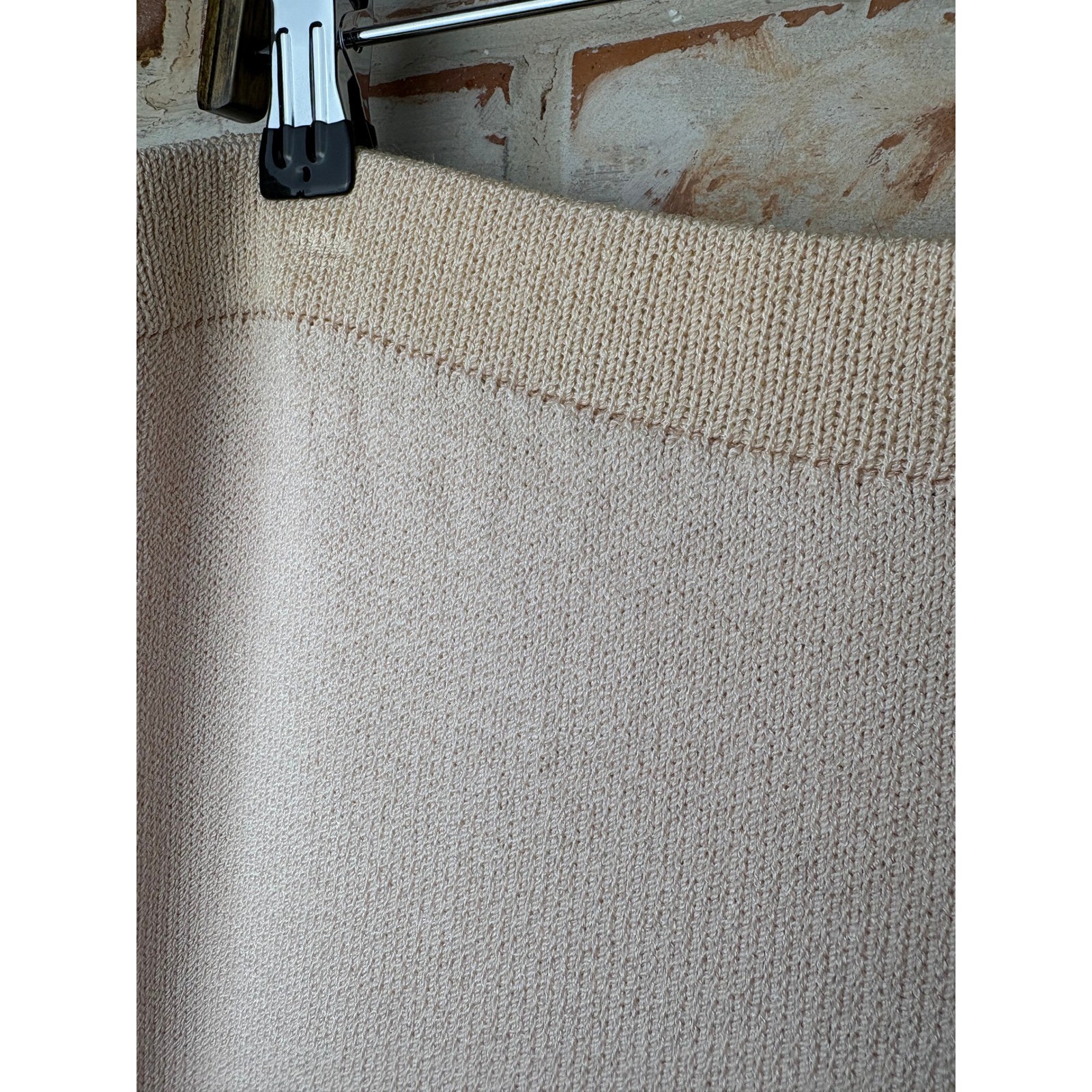 St. John Collection Knit Pencil Skirt Cream Wool Blend Vintage Quiet Luxury