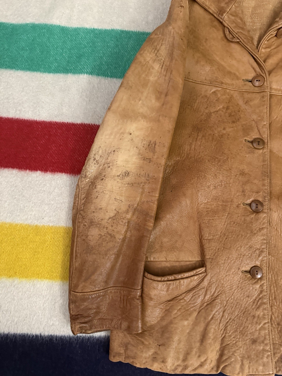 Vintage 30s 1930s Leather Jacket Women’s Patina Distressed Homemade? Unbranded