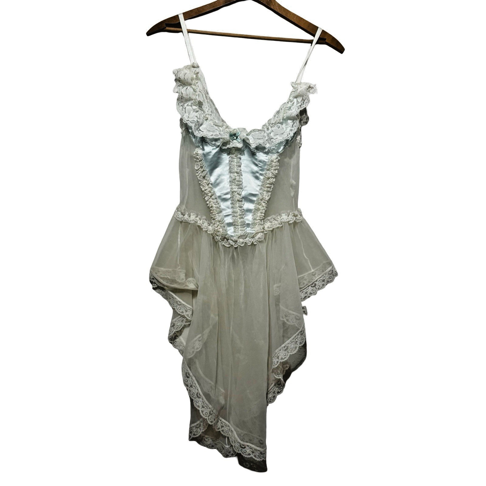 Vintage Y2K Juliara Lace Baby Doll Lingerie Size Small blue ballerina chemise