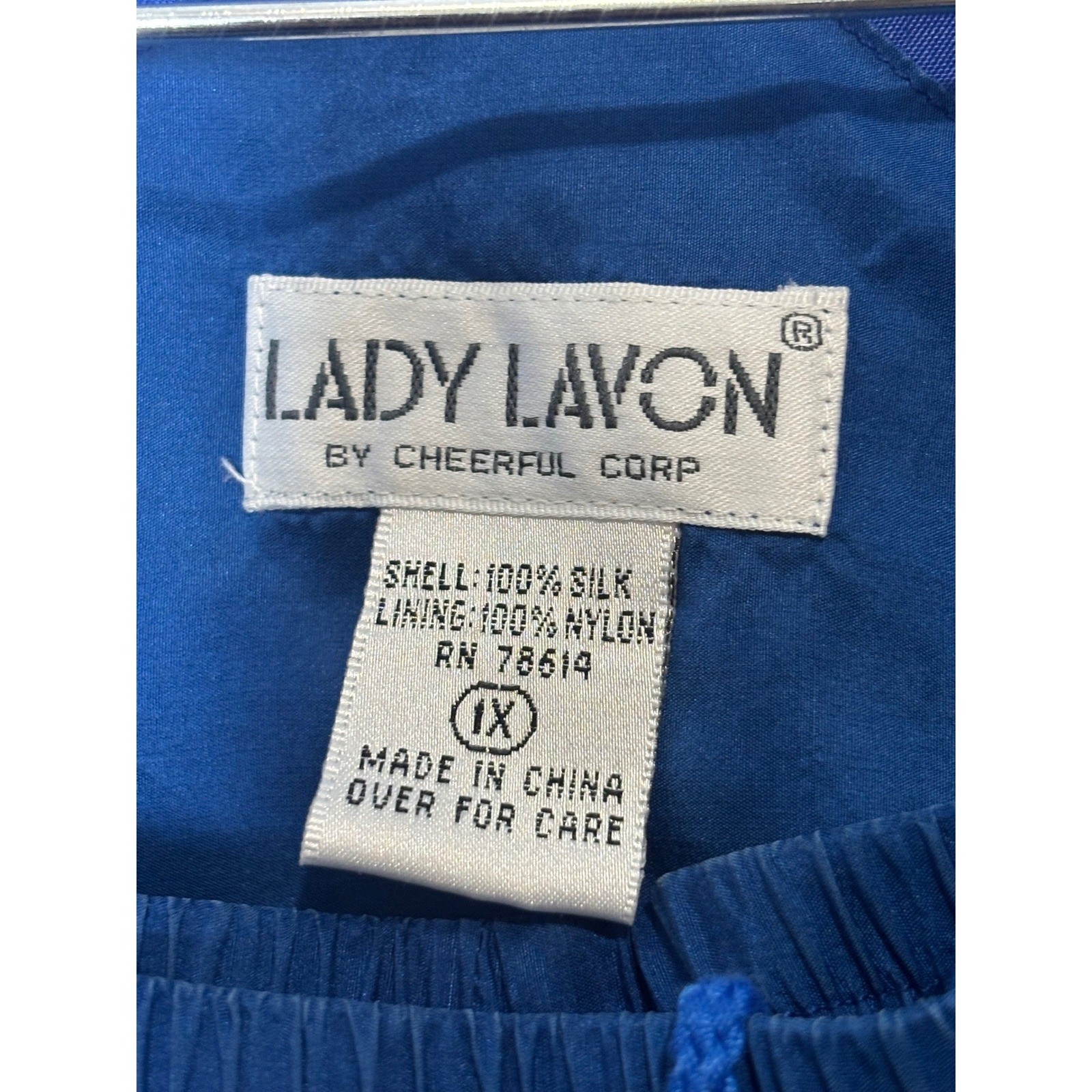 Lady Lavon Vintage 100% Silk Tracksuit Set Royal Blue Jacket Pants Womens 1X