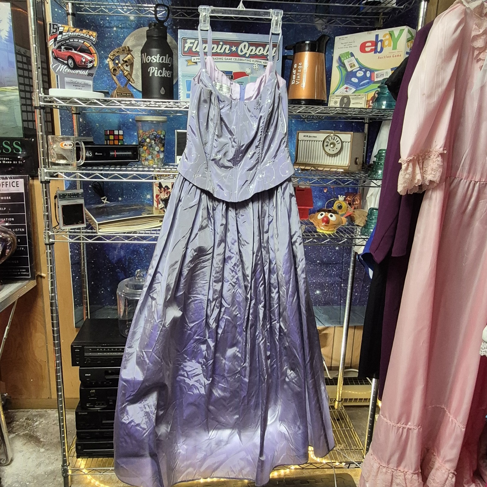 VTG 90s Y2k Gunne Sax Jessica McClintock Iridescent Purple Formal Gown Size 9/10