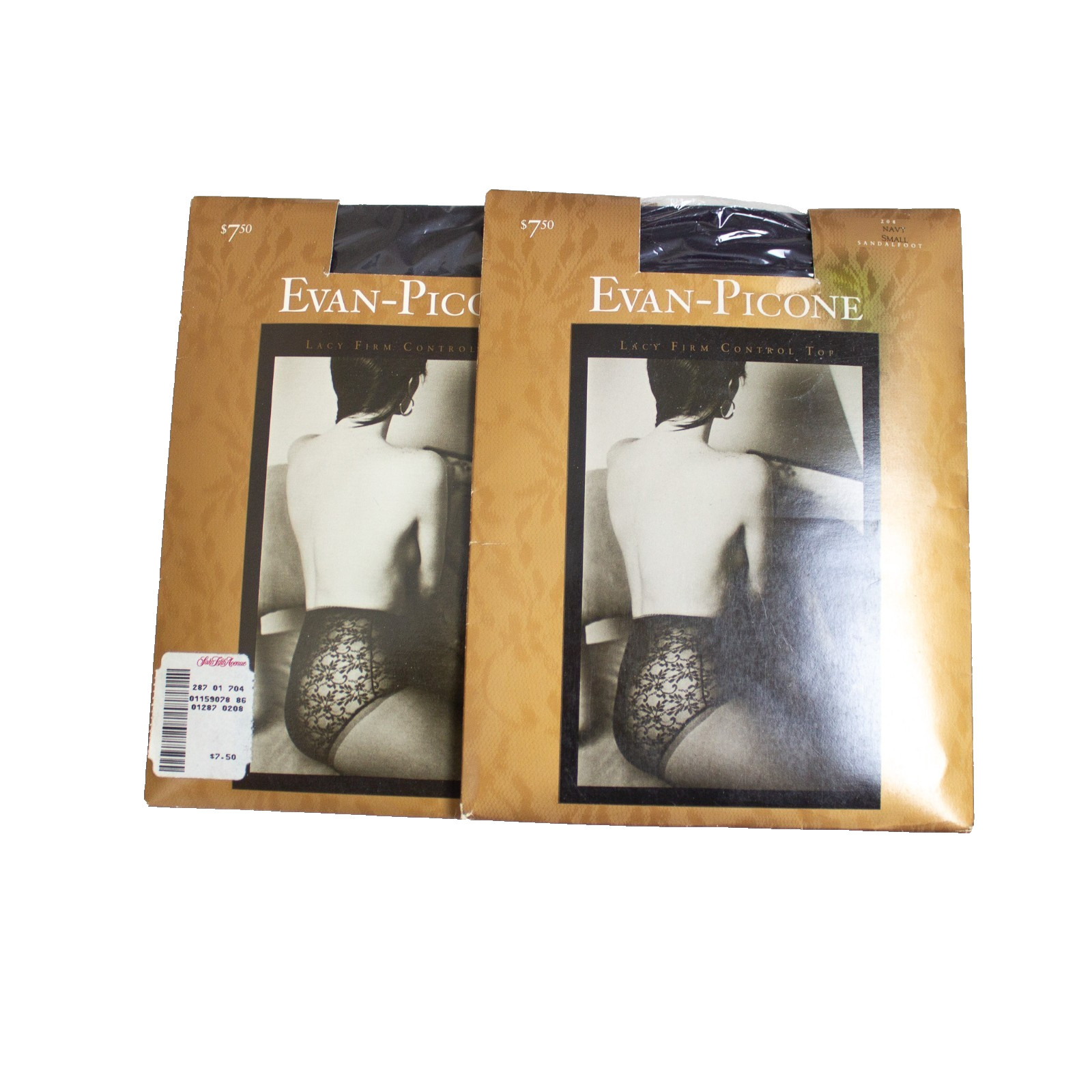 VTG Lot of 2 Evan Picone Lacey Firm Control Top Pantyhose Sz Small