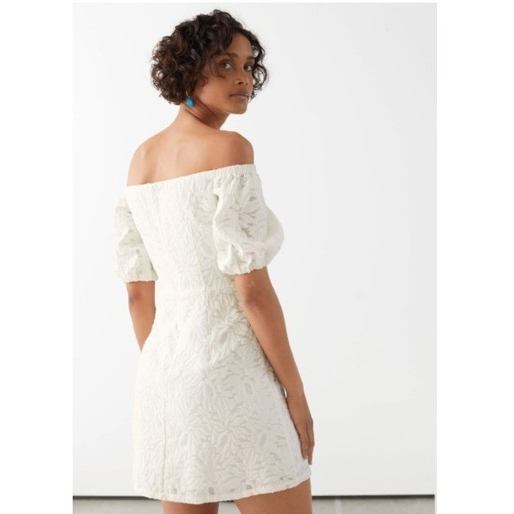 & Other Stories Paris Atelier Off Shoulder Balloon Sleeve Mini Dress Women 2 EUC