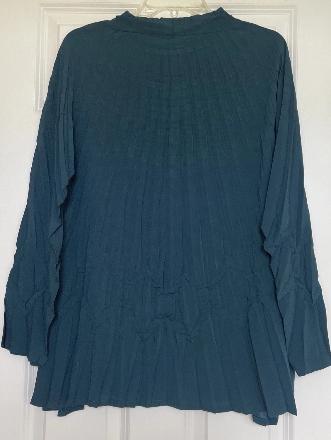 Vintage Babette Green 2 Pc Set Crinkled Top Pleated Wide Leg Pants Size S USA