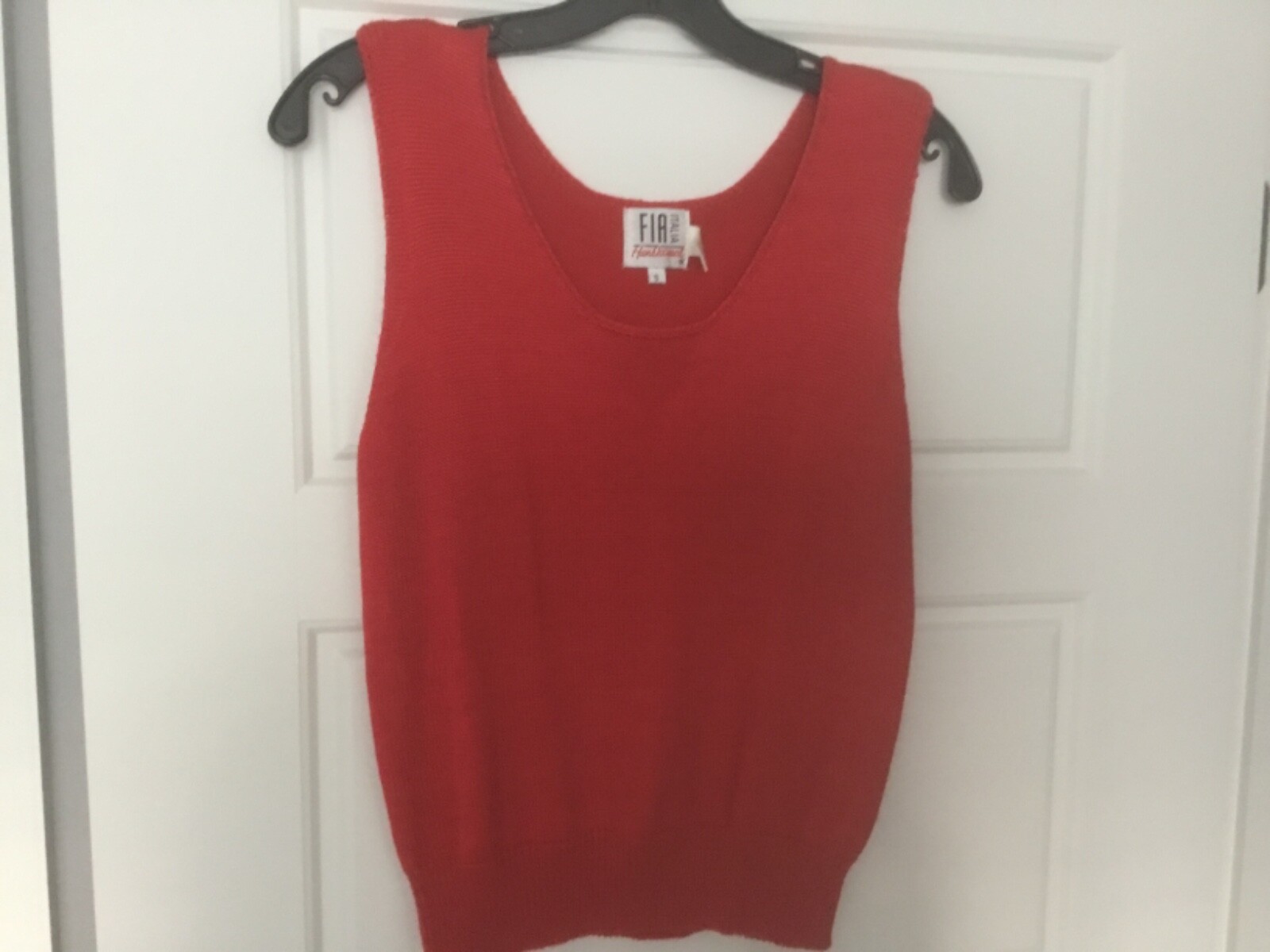 Red Fia Italia Handloomed Sweater Shell 2 Piece Set S Cardigan Vintage 80s EUC