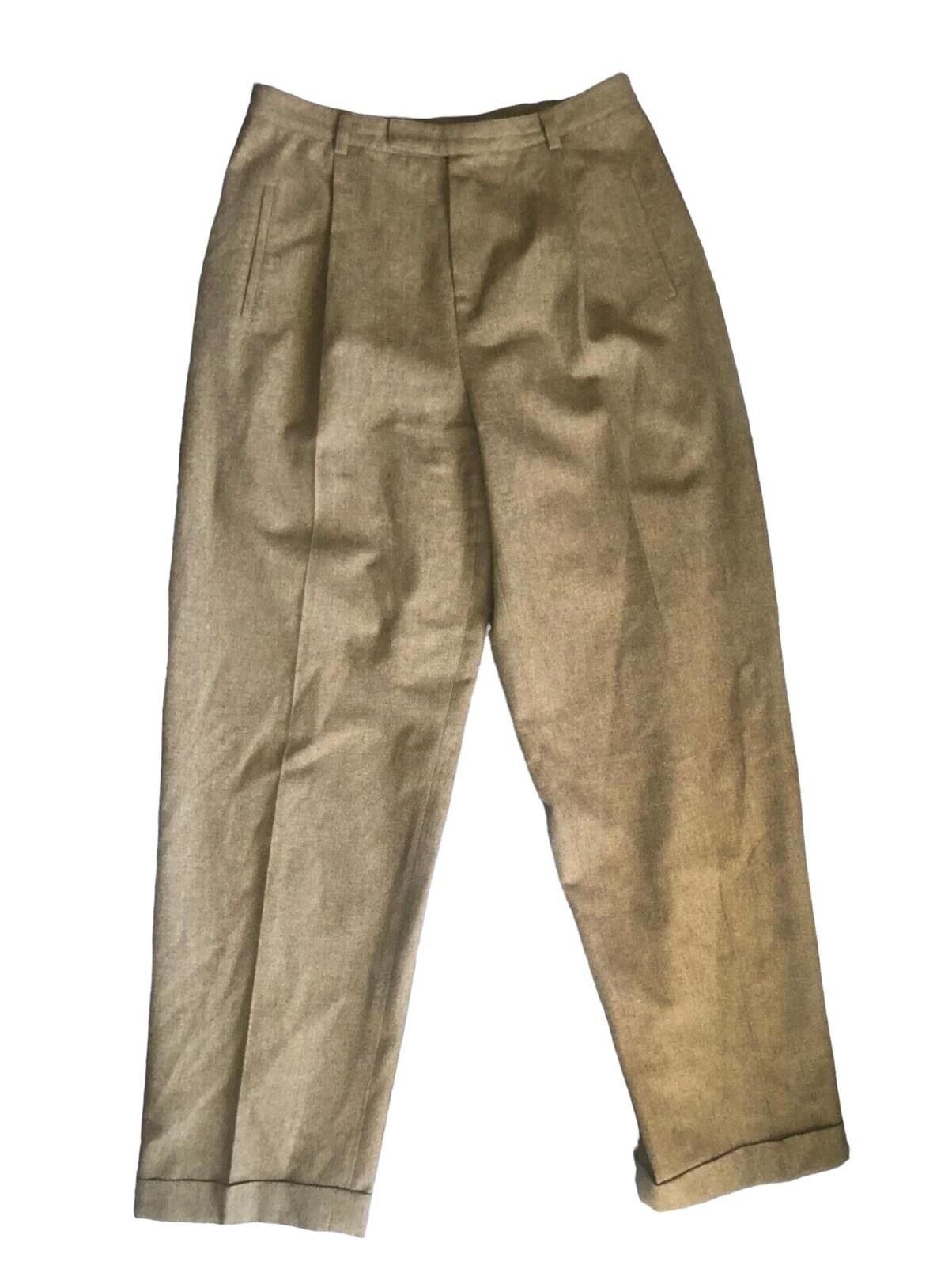 Vtg 70s 80s Pants 14 COMPANY ELLEN TRACY Wool Tweed Pleat Menswear Hepburn Cuff
