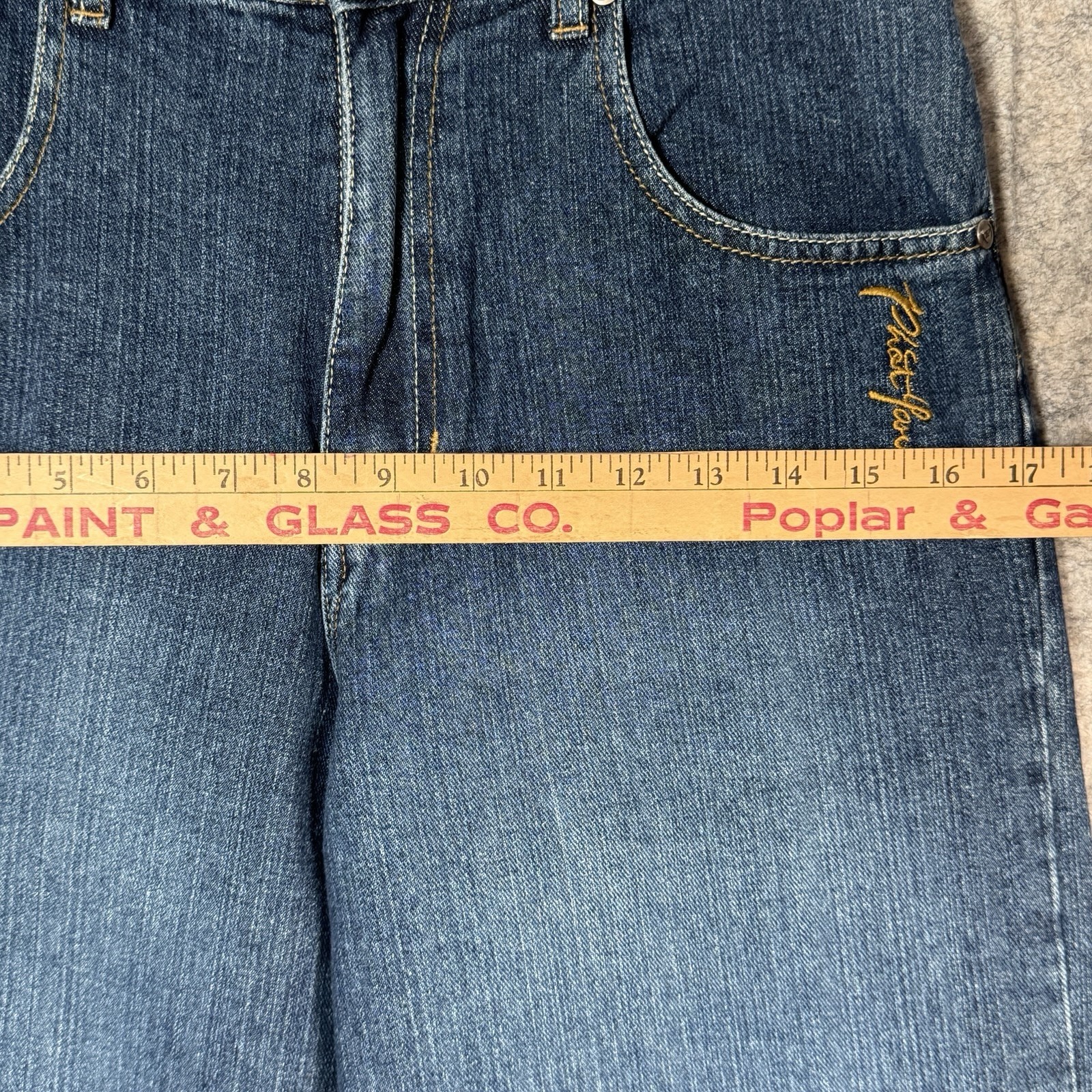 Vintage Y2K NWT Womens Phat Farm Jeans Size 16 28×29 Embroidered Baggy Hip Hop