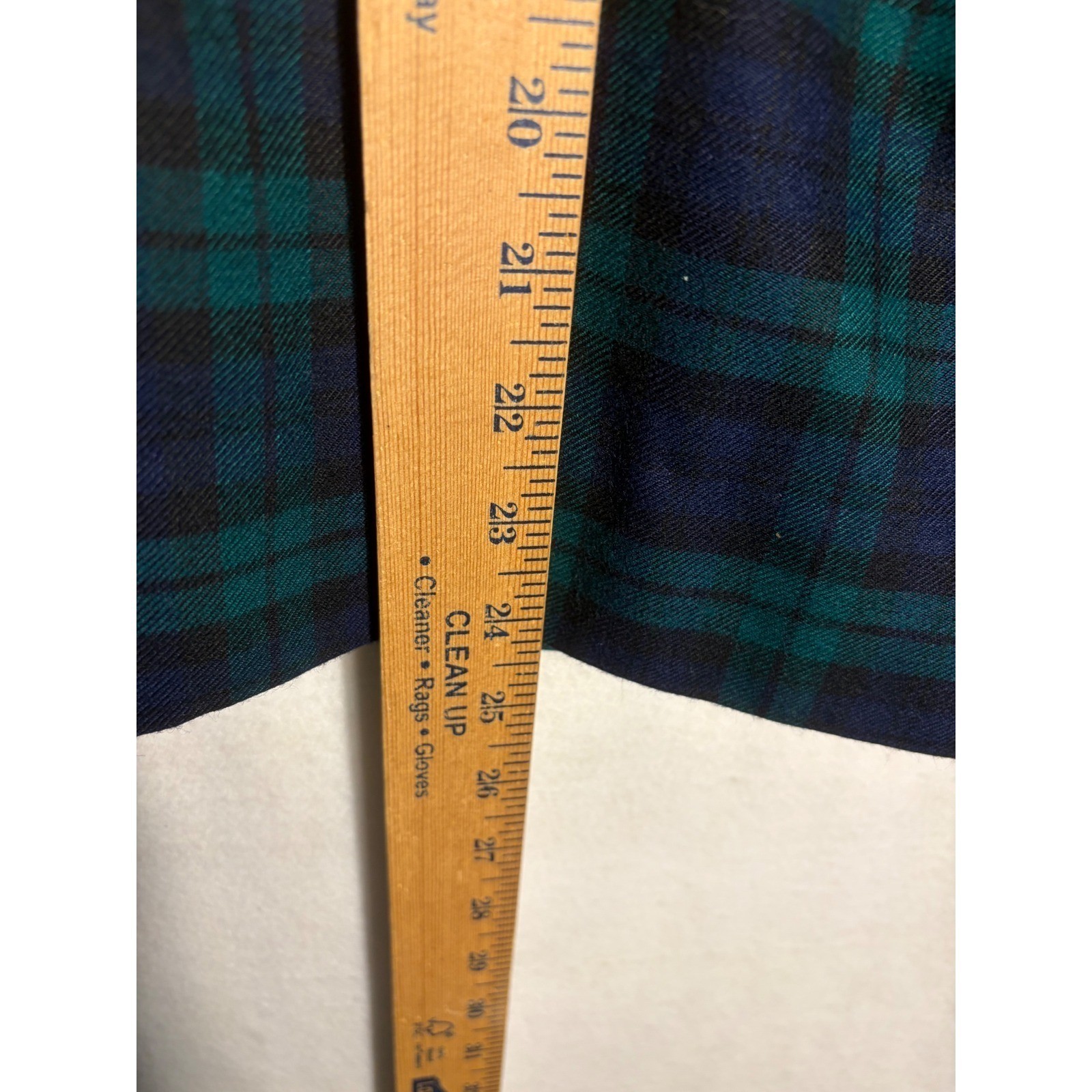 Vintage David Brooks Plaid Worsted Wool Blend Pencil Skirt Navy Green Lined 12