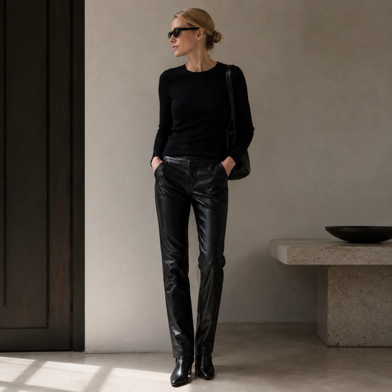 Banana Republic Black Leather Pants Vintage Y2K Womens Size 2 Minimalist