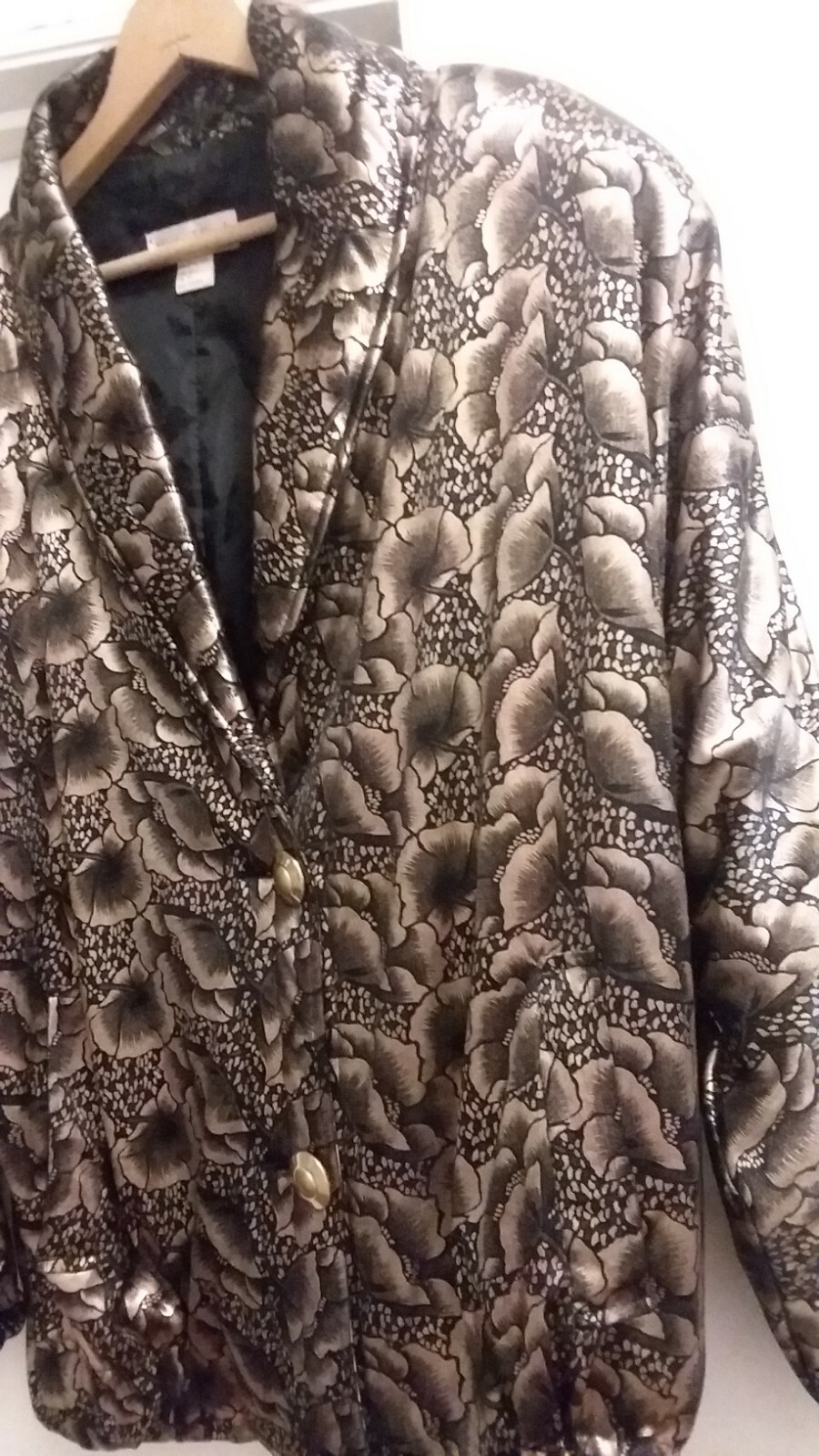 Vintage Nicole J Farah SOFT Packable Gold Metallic Floral Jacket J-Farah XL