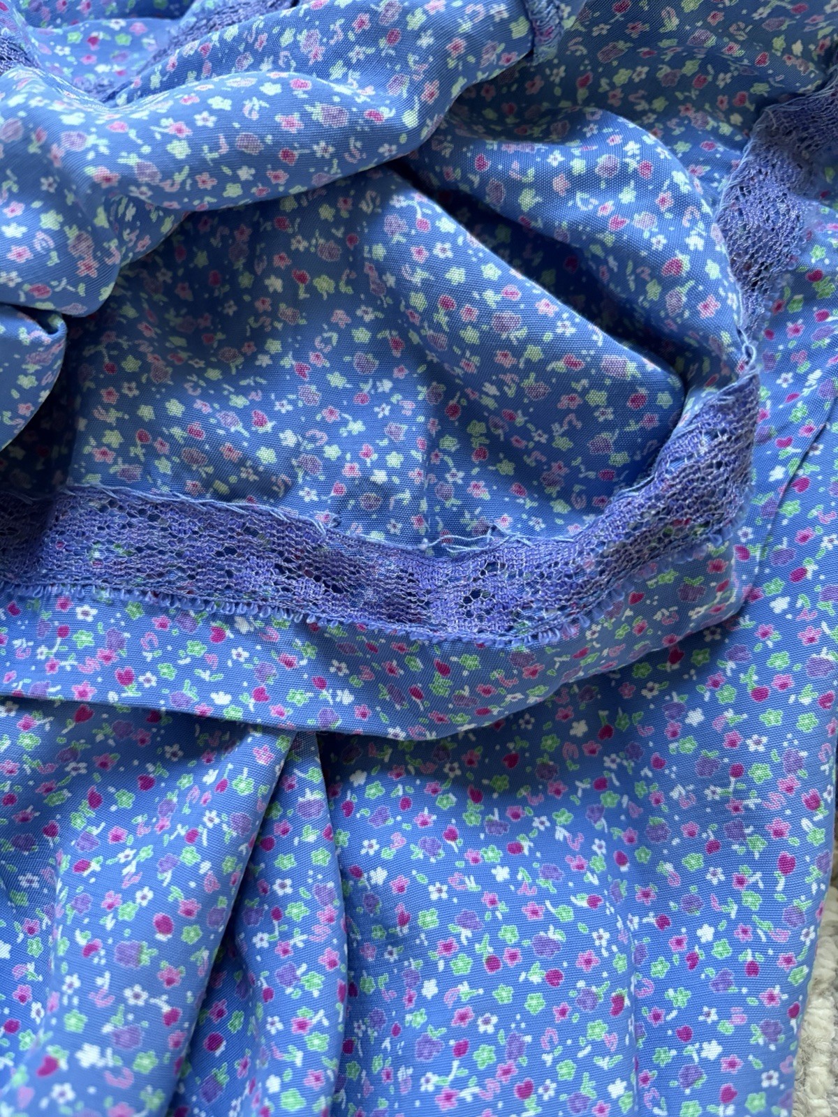 VTG 80s Jane Schaffhausen Belle France Success Floral Puff Sleeve Dress Pockets