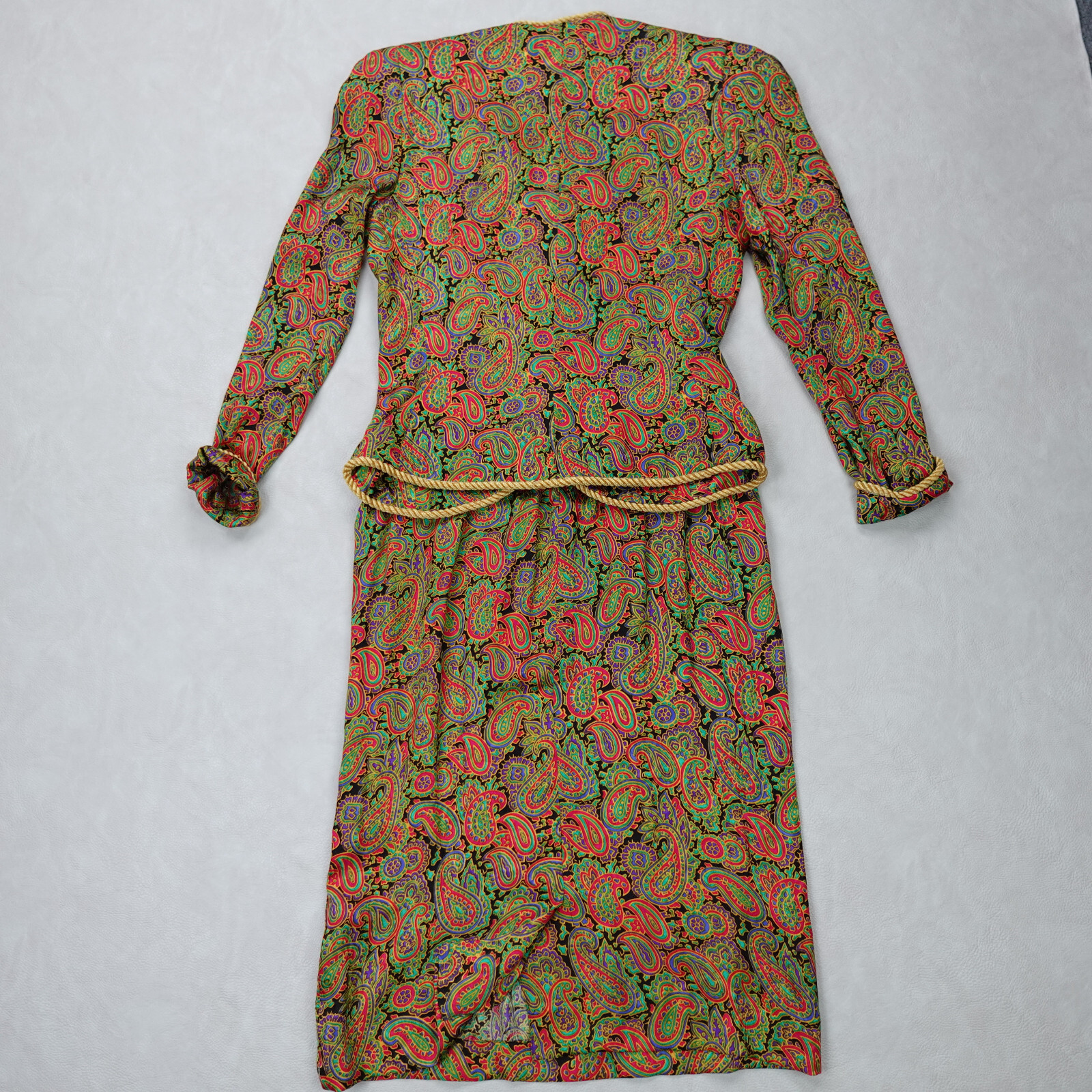 Adrianna Papell Lillie Rubin 2 Pc Silk Paisley Suit Evening Cocktail 4 Vintage