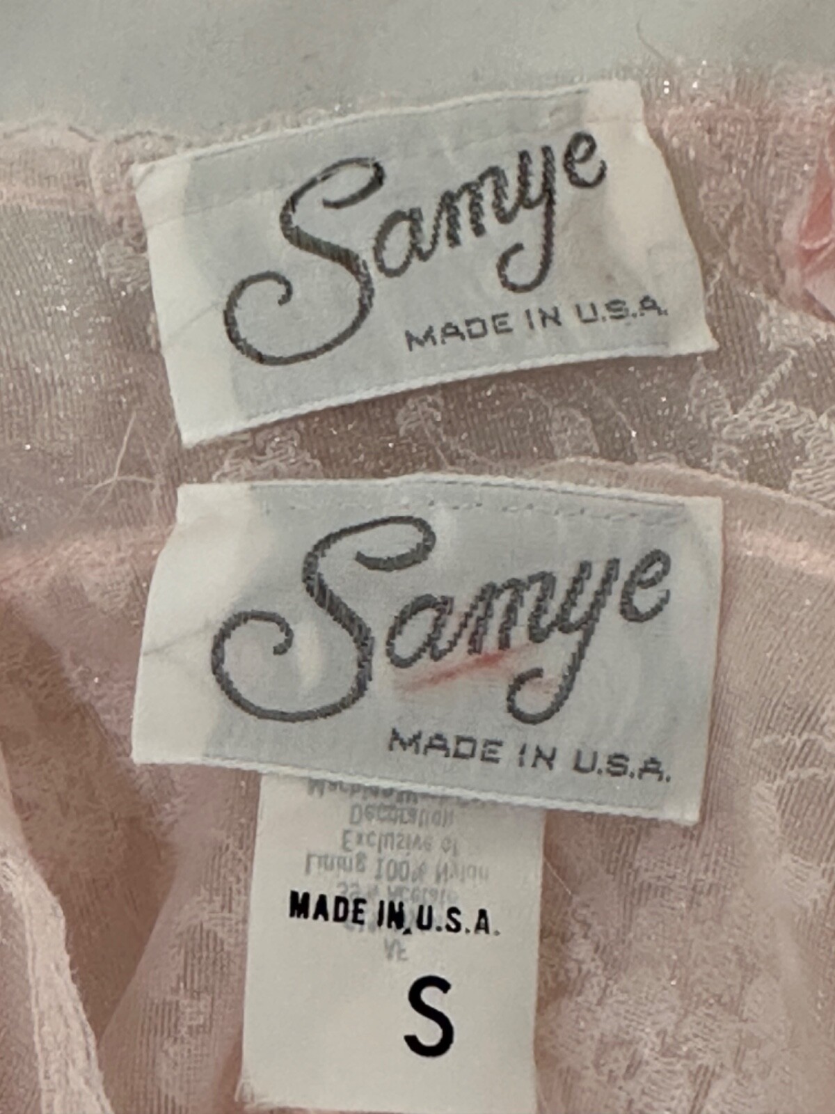 Women’s 2pc Vintage Samye Teddy Lingerie Sheer Soft Floral Lace and Robe Size Sm