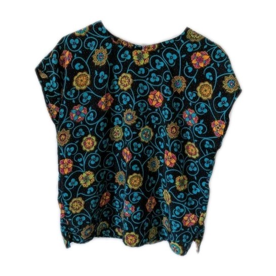 80s 90s Floral Funky Colorful Blouse Size Small/Medium Sleeveless Jewel-Tone 181