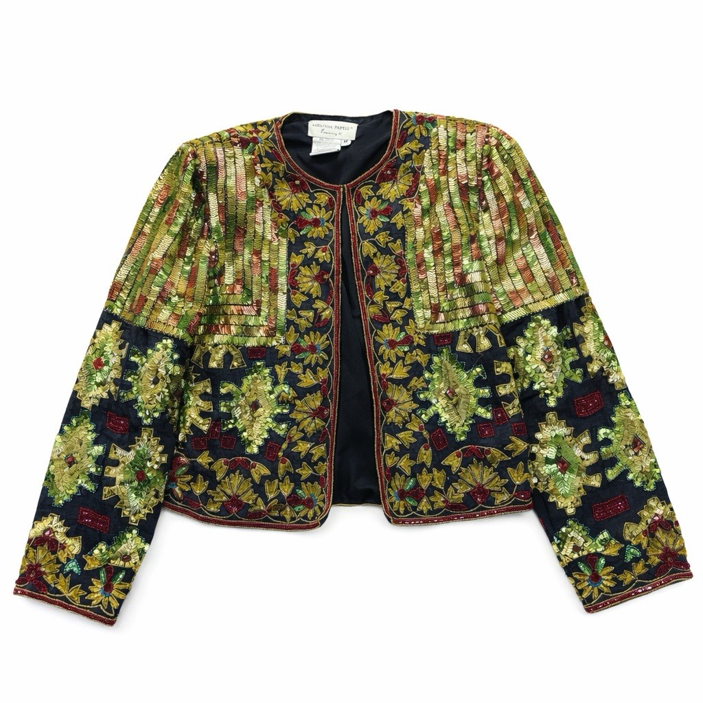 ADRIANNA PAPELL EVENING VINTAGE 1994 MULTI BEADED SEQUINS Jacket MEDIUM GORGEOUS