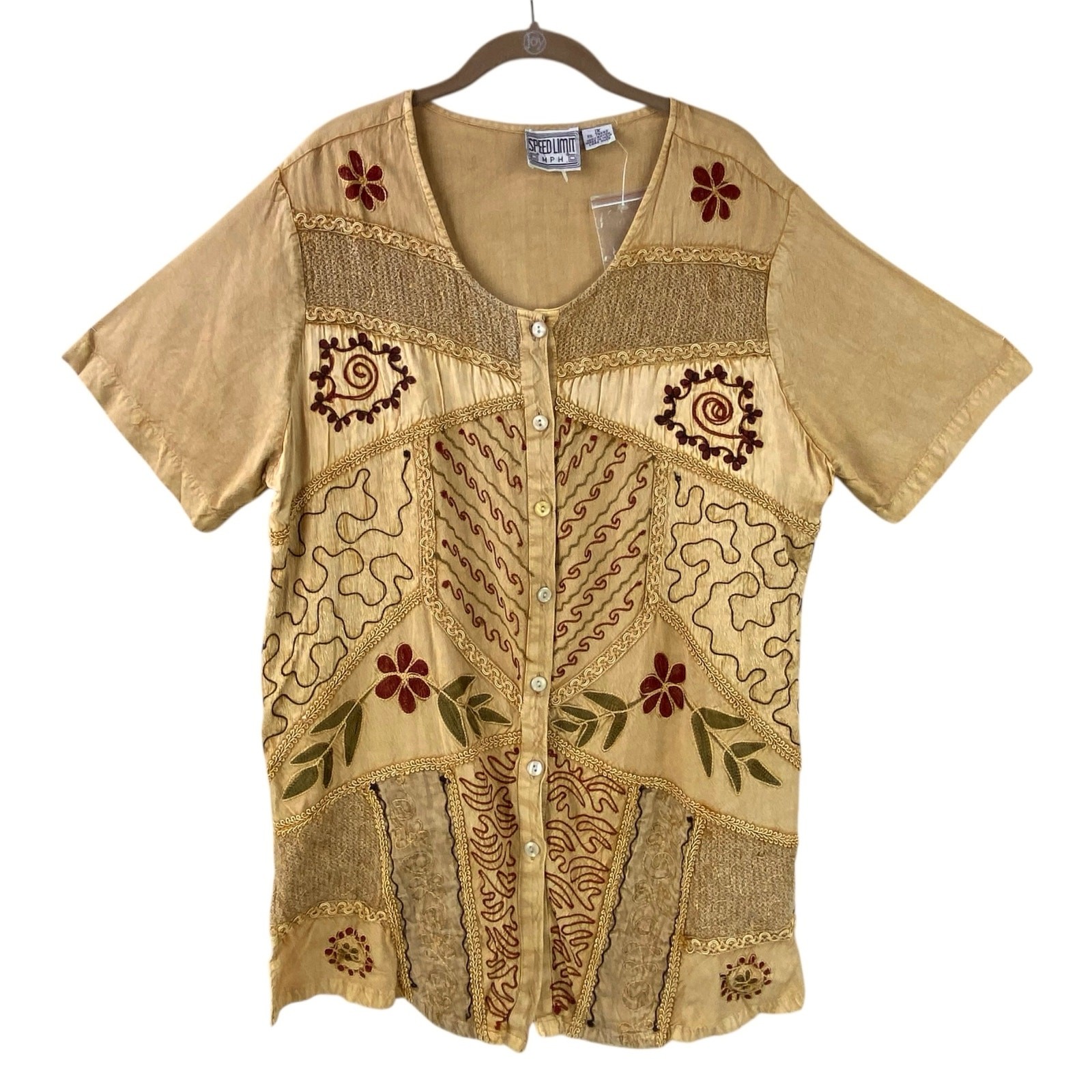 Vintage Boho Embroidered Tunic Top Size 1X New Without Tag