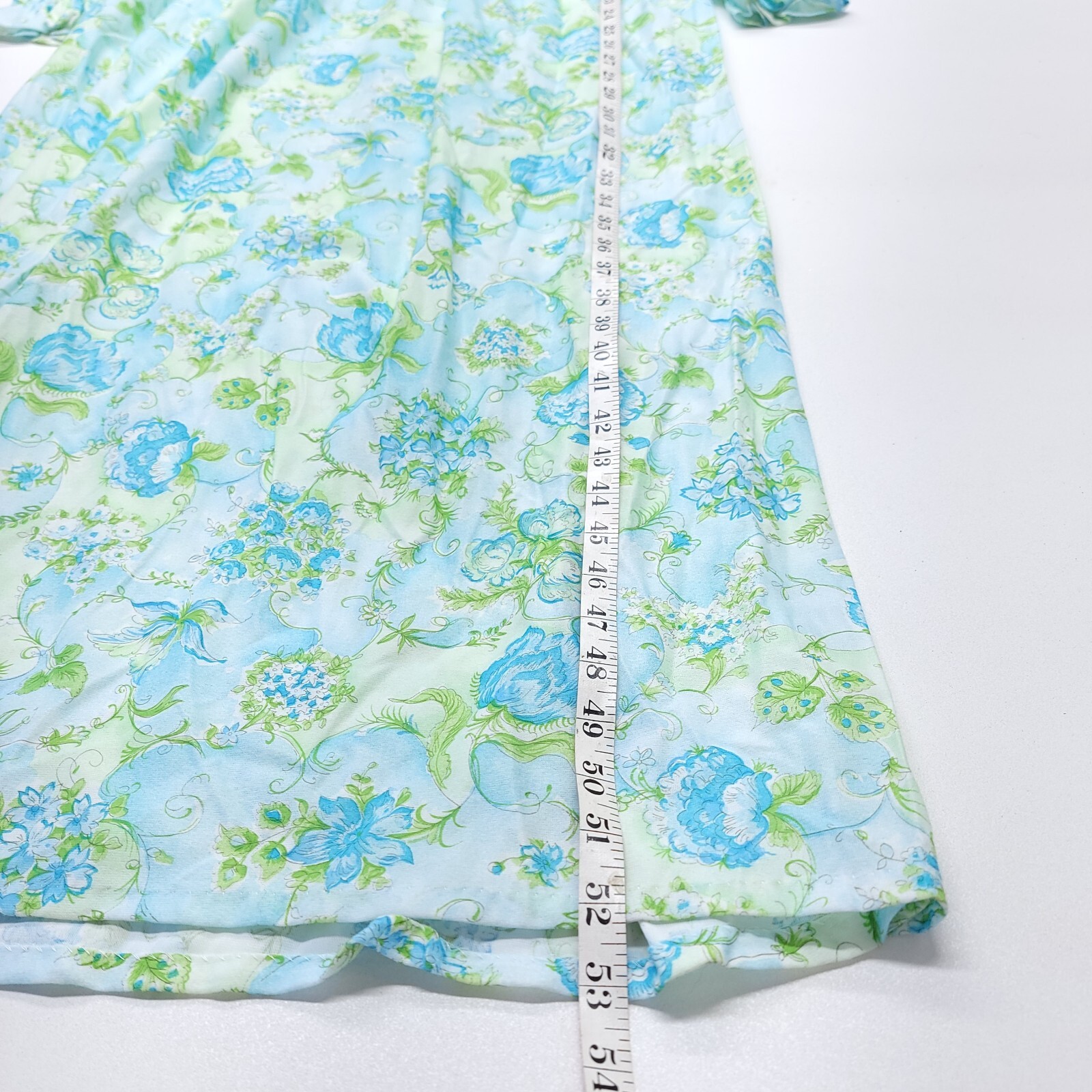 NWT Vintage Dream Away Long Sleeve Nightgown Lingerie Floral Blue Sz M 1974