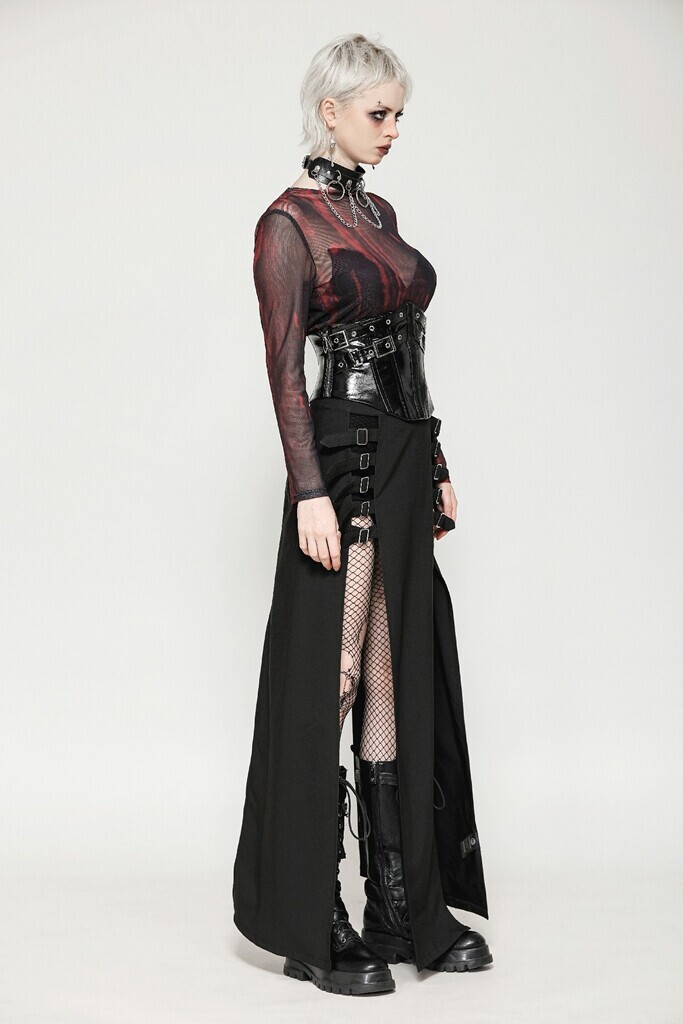 Dark In Love Women Black Gothic Punk Patent Leather Metal Waist Training Corset