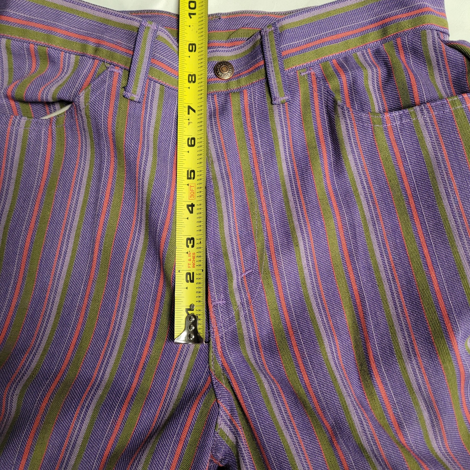 Vintage Levis For Gals Sta-Prest Pants Striped 70s Snap Button 26X32 Rare