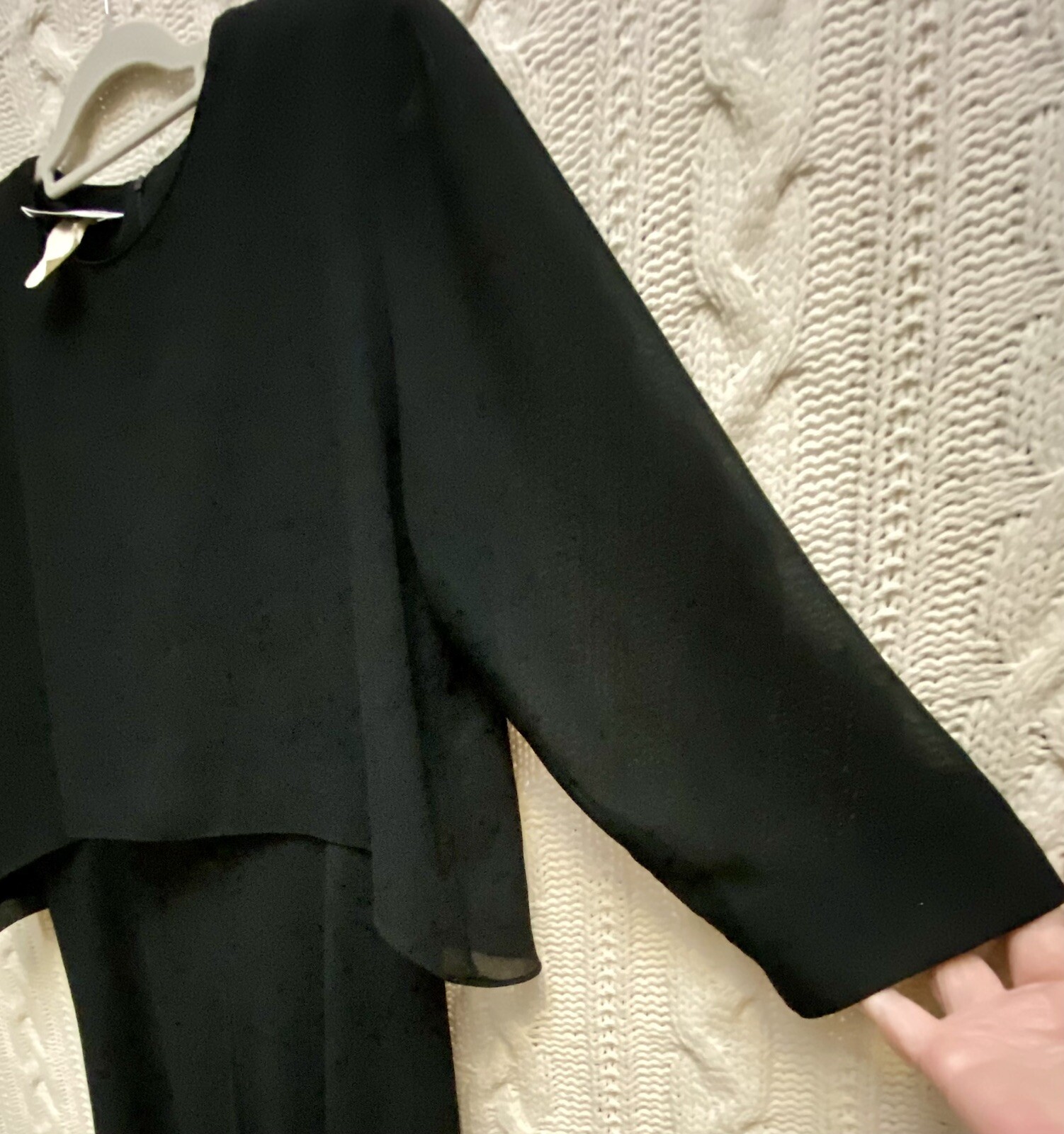 VTG Drapers & Damon Black Evening Gown Dress 14 USA Sheer Over Cape Goth