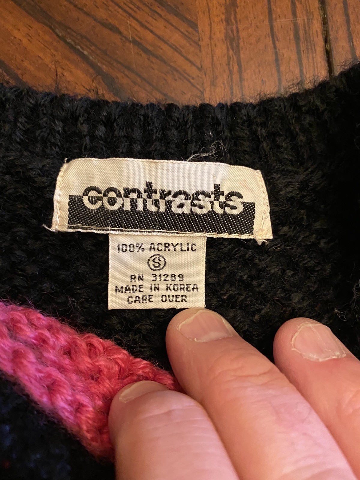 Vintage 90s? contrasts knit Vest S Chunky 100% acrylic Sweater granny preppy