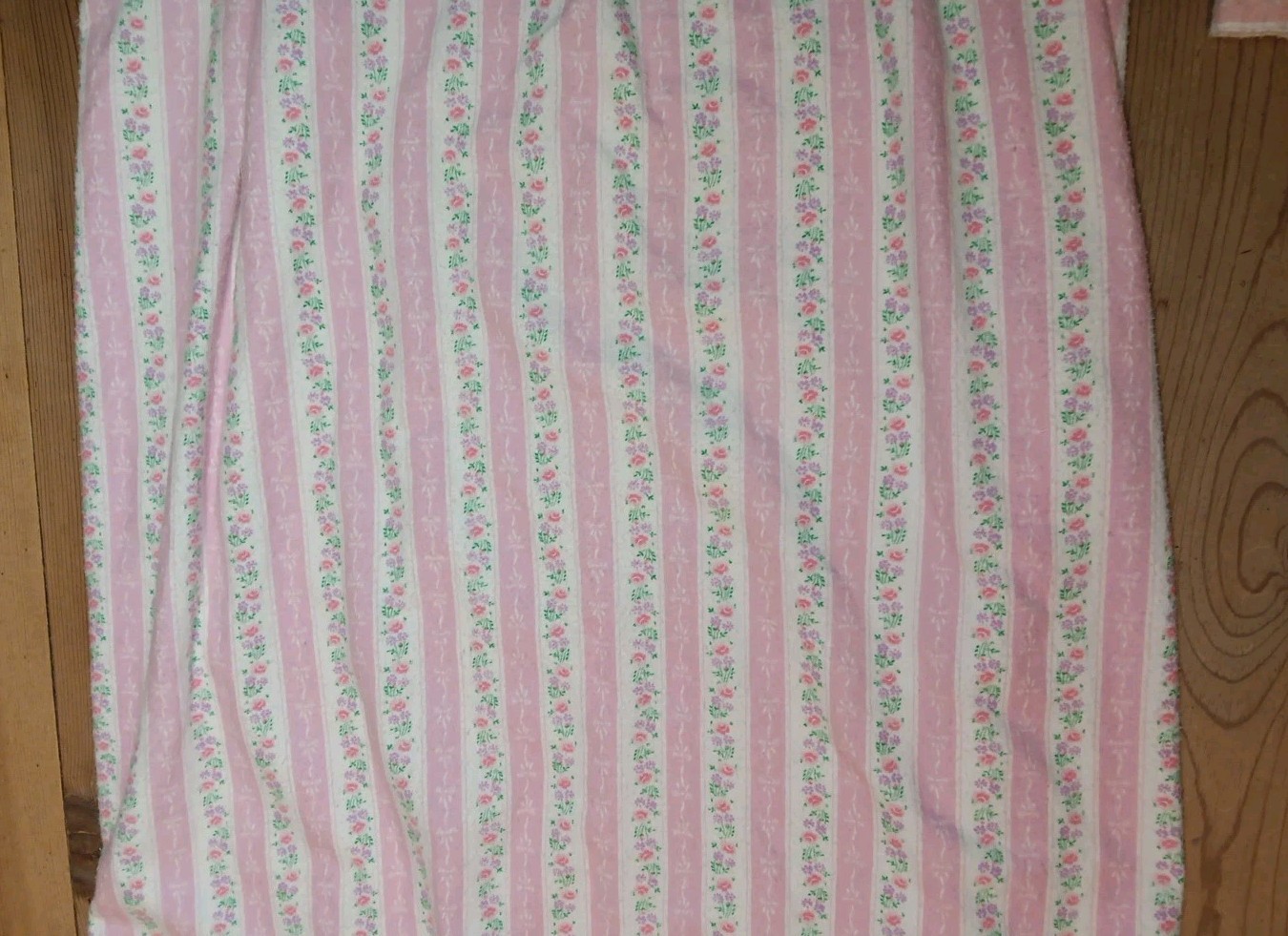 Vtg Lady Lindsay Flannel Nightgown Women M Pink Floral Stripe Ruffle Cottagecore