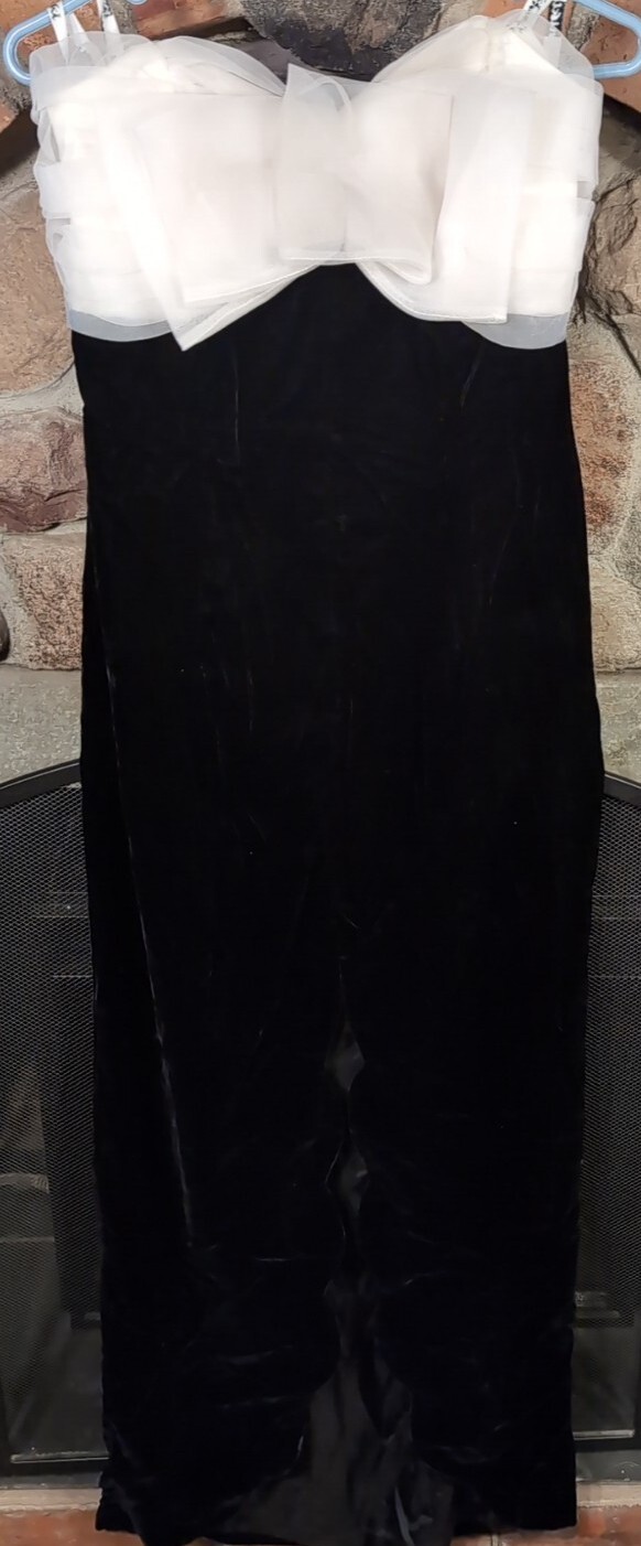 Vintage Niki Originals 80s 90s Prom Dress Gown Slit Velvet Sleeveless Size 10