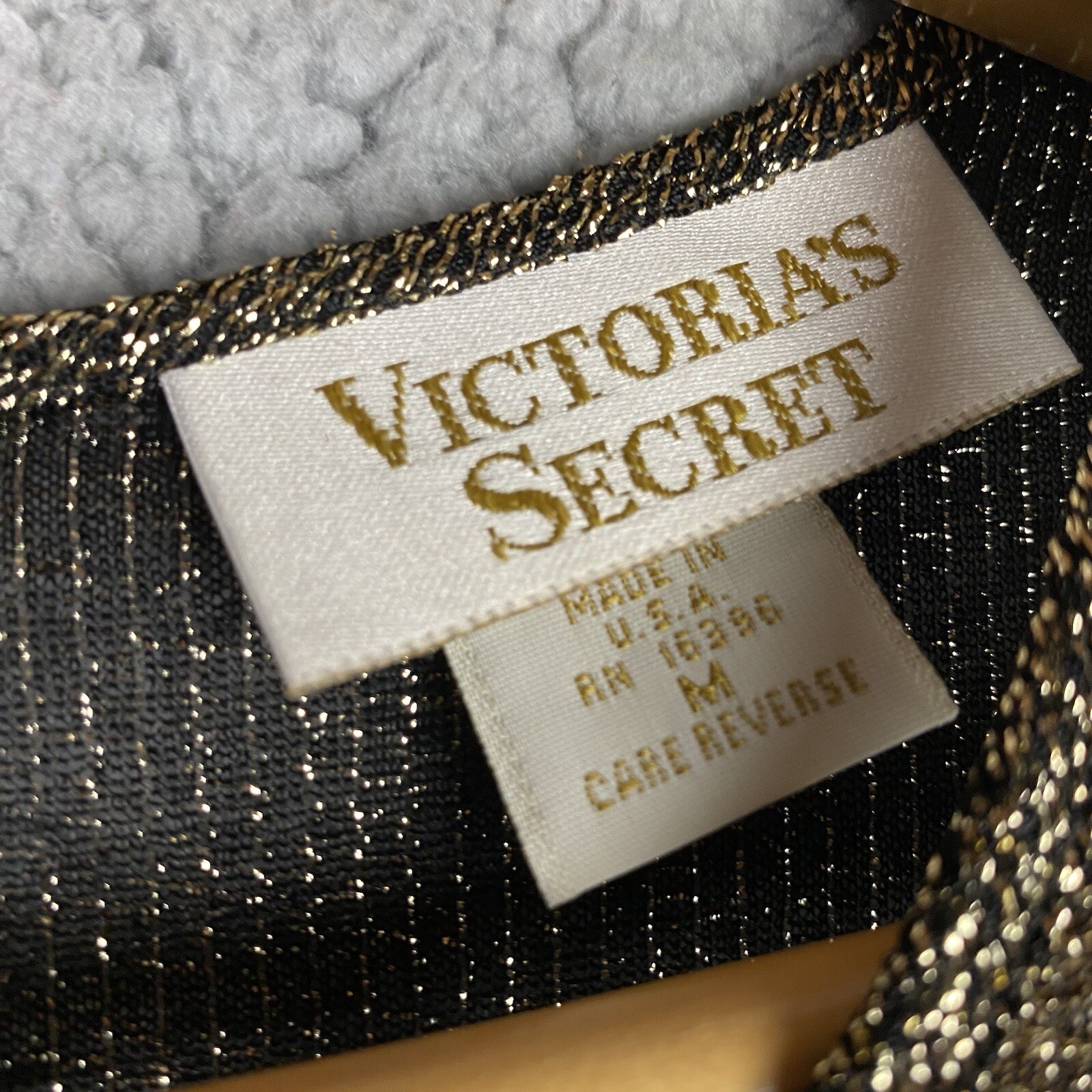 Vintage VICTORIAS SECRET Bodysuit Size M Made in USA Mesh Gold Label Snap Rare