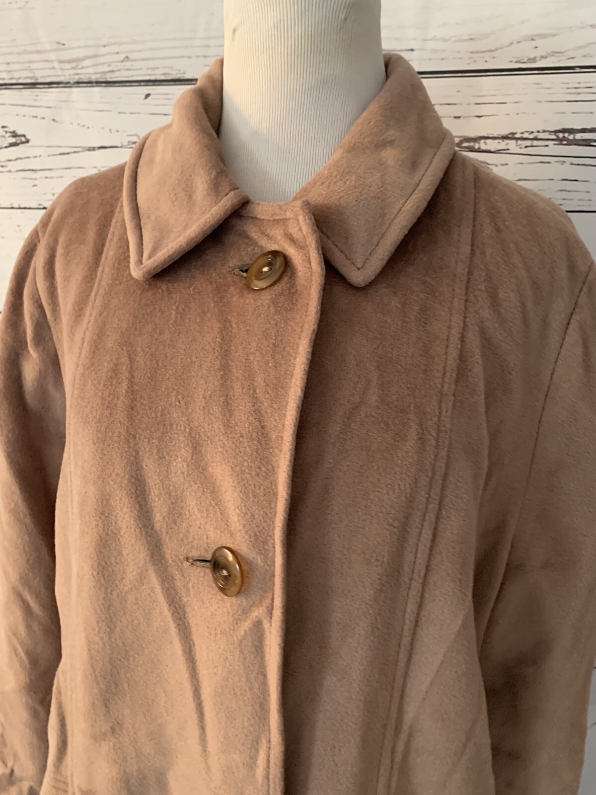 Vintage Kashmiracle Brown Coat By Wellington Fashions Sz XL Lined Trench Coat