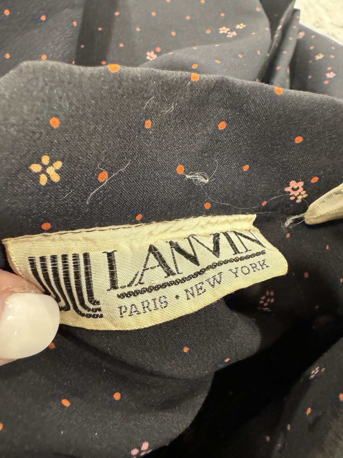 Vintage LANVIN Micro Floral Sheath Shirt Dress Size 14