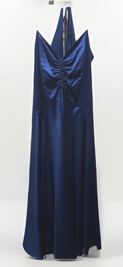 Heart Moon Star Silk Royal Blue Slip Dress Size Large Tie Midi Length Y2K 90s