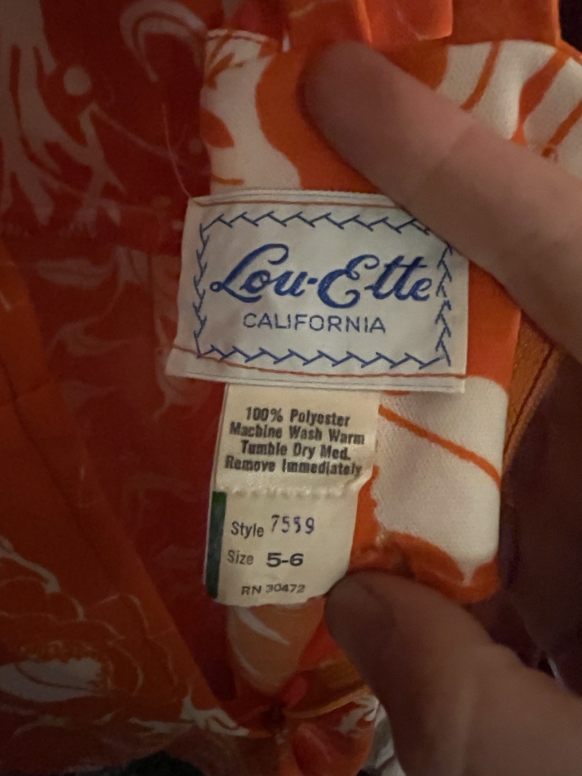 VTG 60s Lou-Ette California Mod Maxi Dress Halter Orange Floral Bombshell 5/6