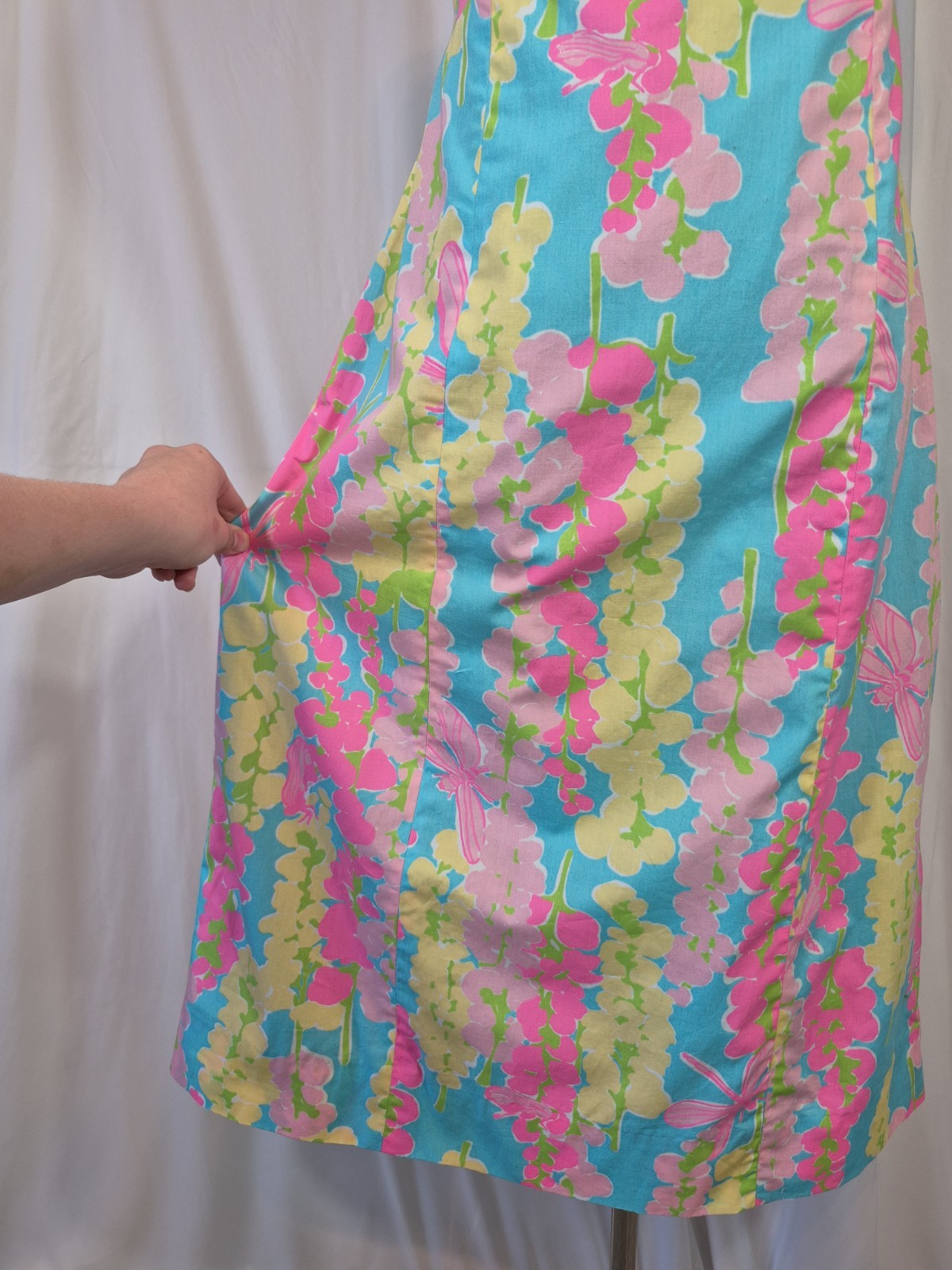 Vintage Lilly Pulitzer Snappy Dragonfly Strapless Dress Blue Pink US 2