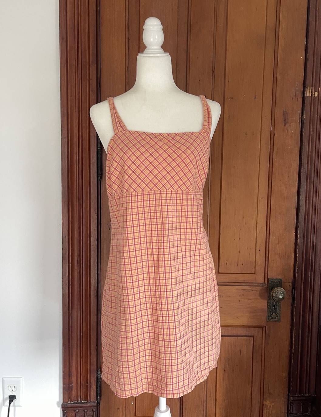 Vintage Y2k Plaid Tank Summer Dress – Pink & Orange Cream Size 11