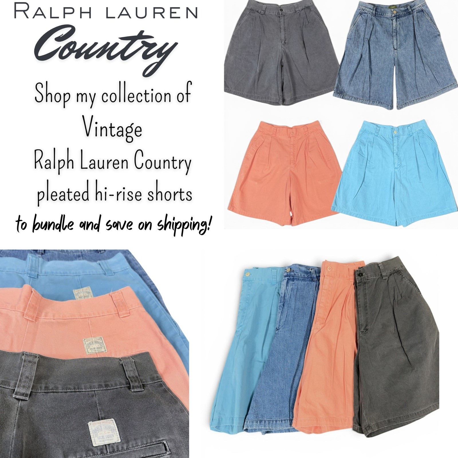 Vintage Ralph Lauren Country Coral Shorts Women 12 Pleated High Waist 90s USA