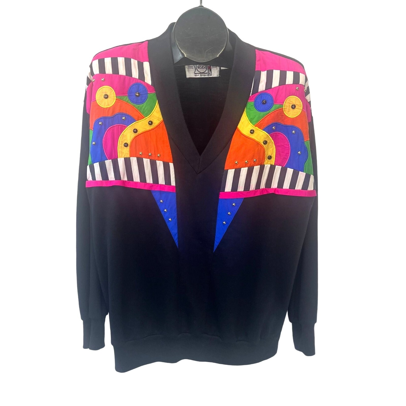 Saint Germain Sport Vintage 80s 90s Embellished SIZE L Art Deco Retro