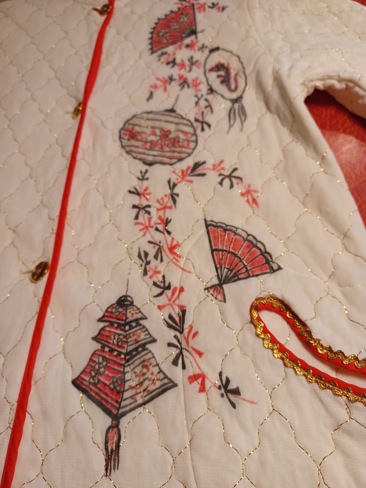 True VTG Mid-century 1950s 1960s Asian Influence Robe „Dream Wear” MCM LanternS
