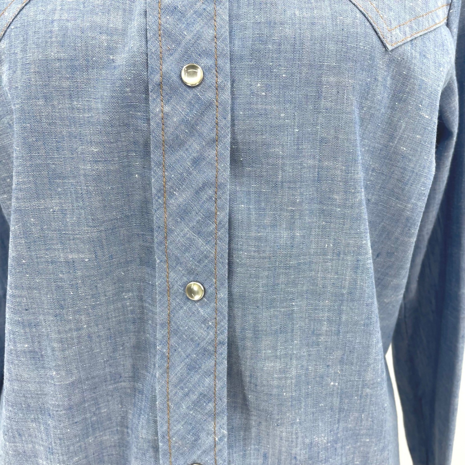 Vtg 70s Levis For Gals Western Shirt Looped L Tag Pearl Snaps L 20″ PTP Rare