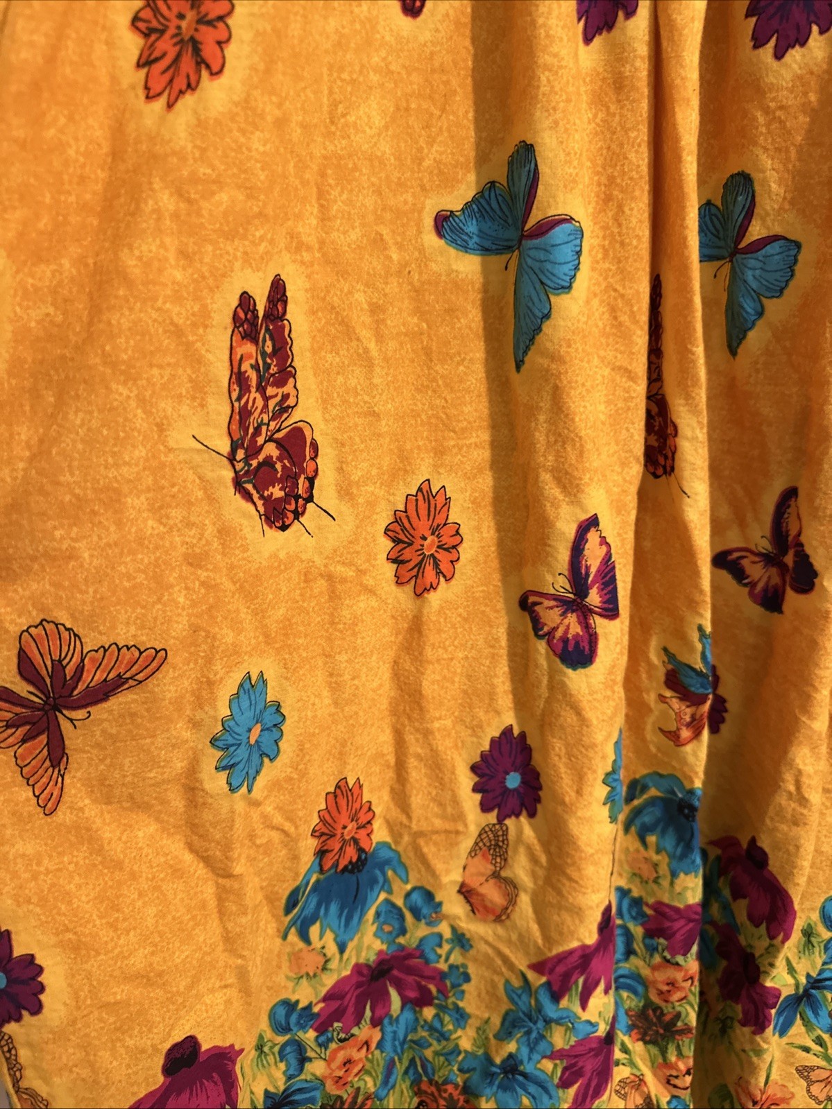 Vintage Y2K Only Necessities Women’s House Dress Yellow Butterfly Print 2X 26/28