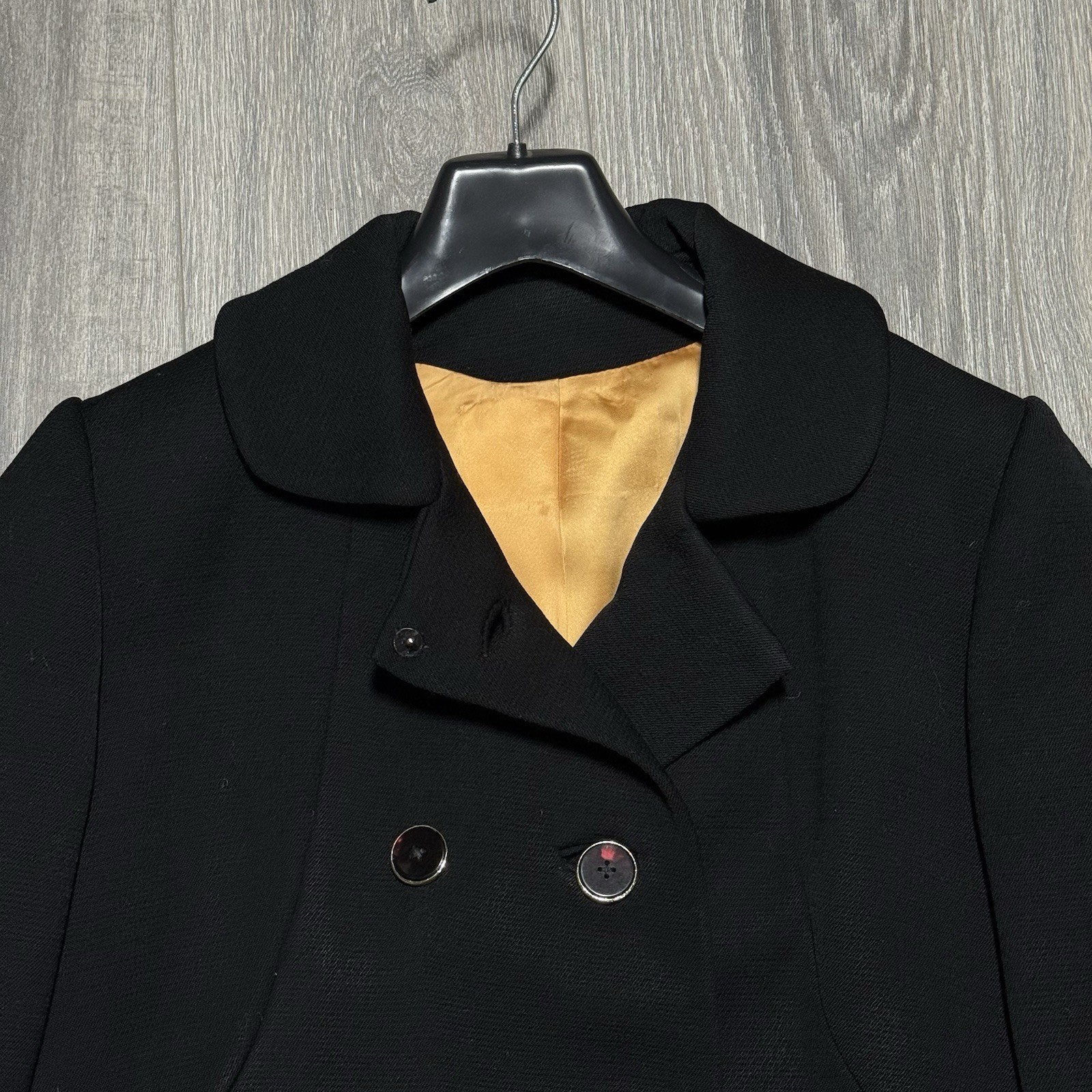 Vintage 1960s Women’s Black Wool Trench Coat 60s Lorendale By Bromleigh Size M?