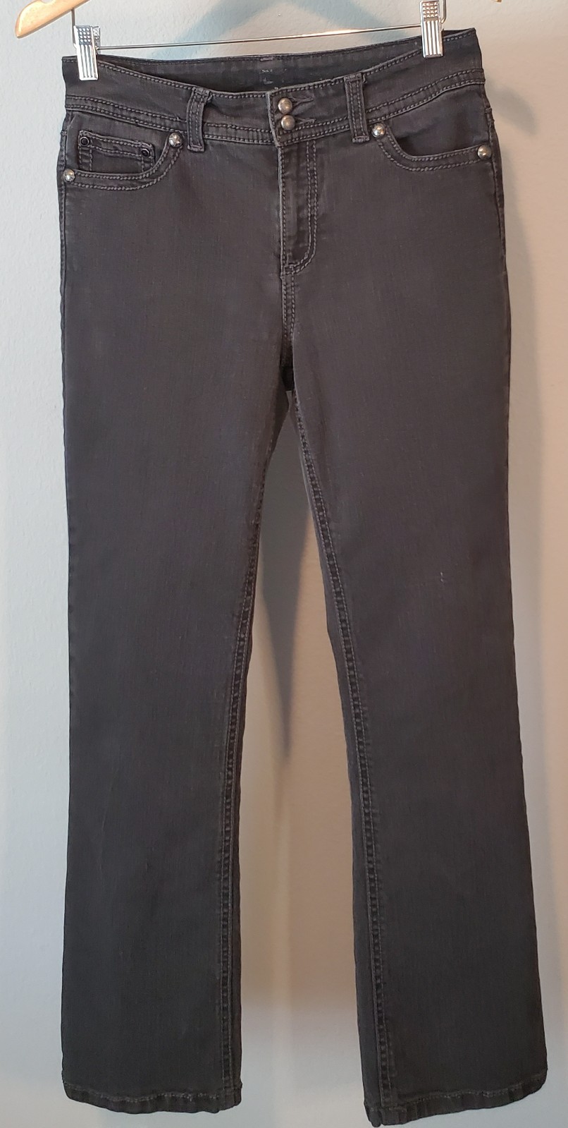 Vintage Code Bleu Black Bootcut Jeans 8 Studded Rhinestone Y2K Stretch