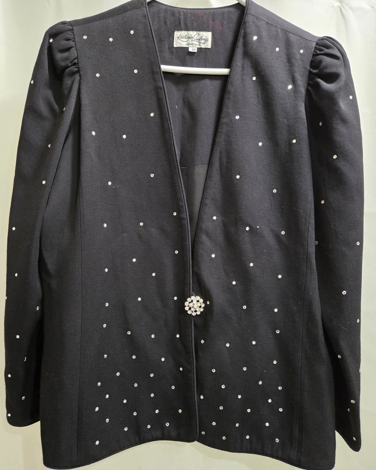 Women’s Vintage Katherine Lindsay By Matthew Black Jacket W/ Rhinestones Size 14