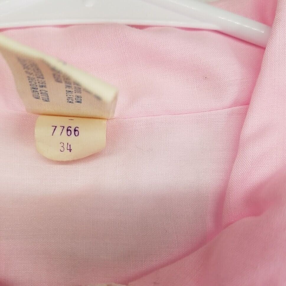 Katz Gown Womens 34 Pink Long Sleeve Buttons Eyelet Lace Vintage 60s Nightgown