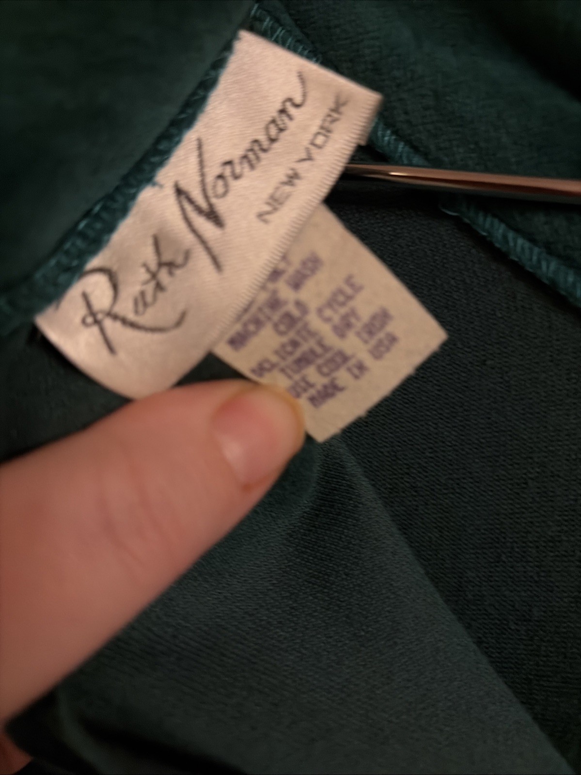 Ruth Norman Vintage Velour Green Large Pajamas