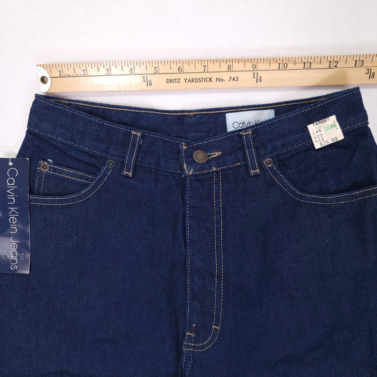 Deadstock Calvin Klein Womens High Waist Cigarette Leg Jeans Dark Wash USA 12