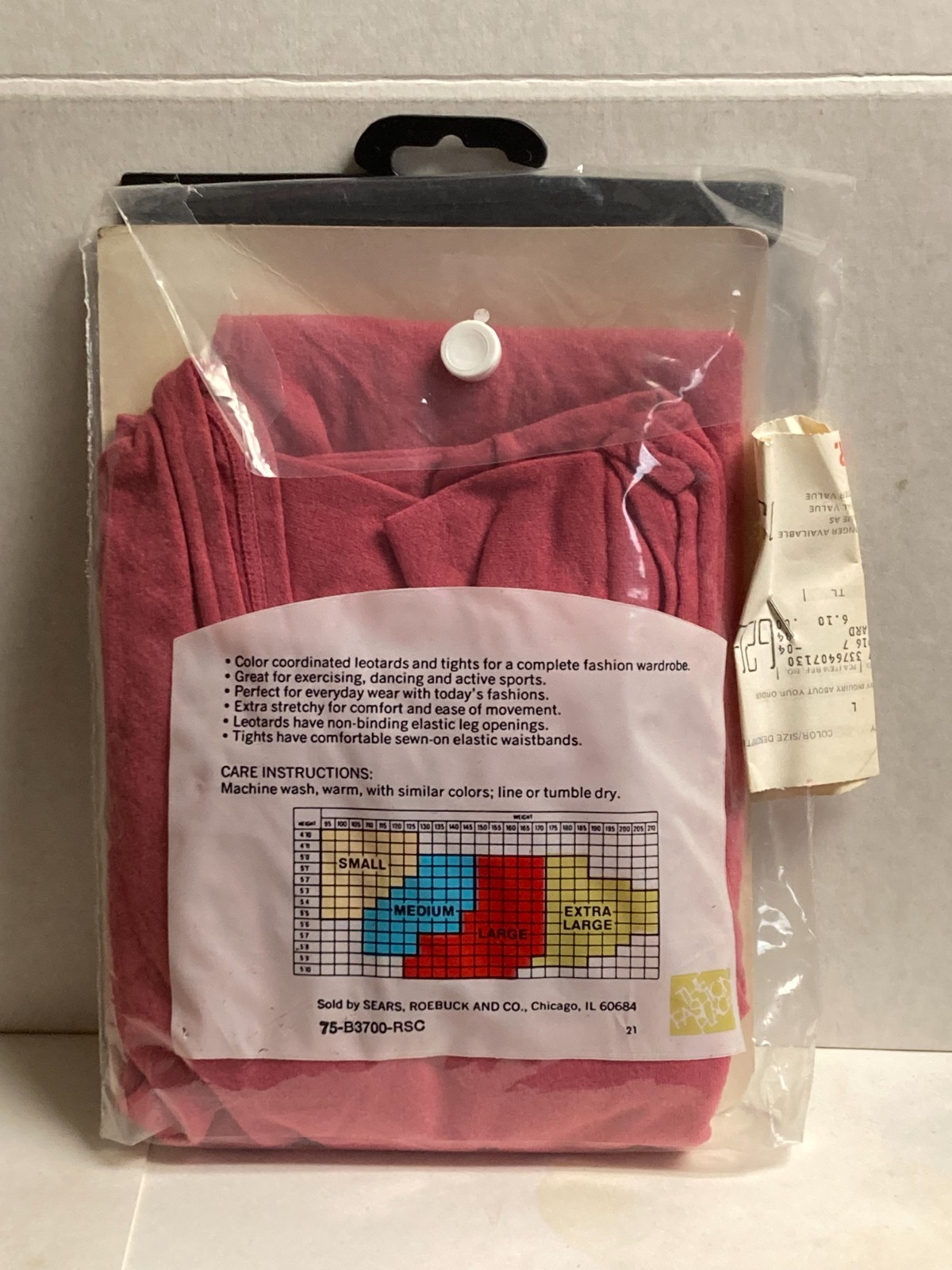 New Packaged Vintage 1970s Sears Clingalon Sz L Dusty Pink Short Sleeve Leotard