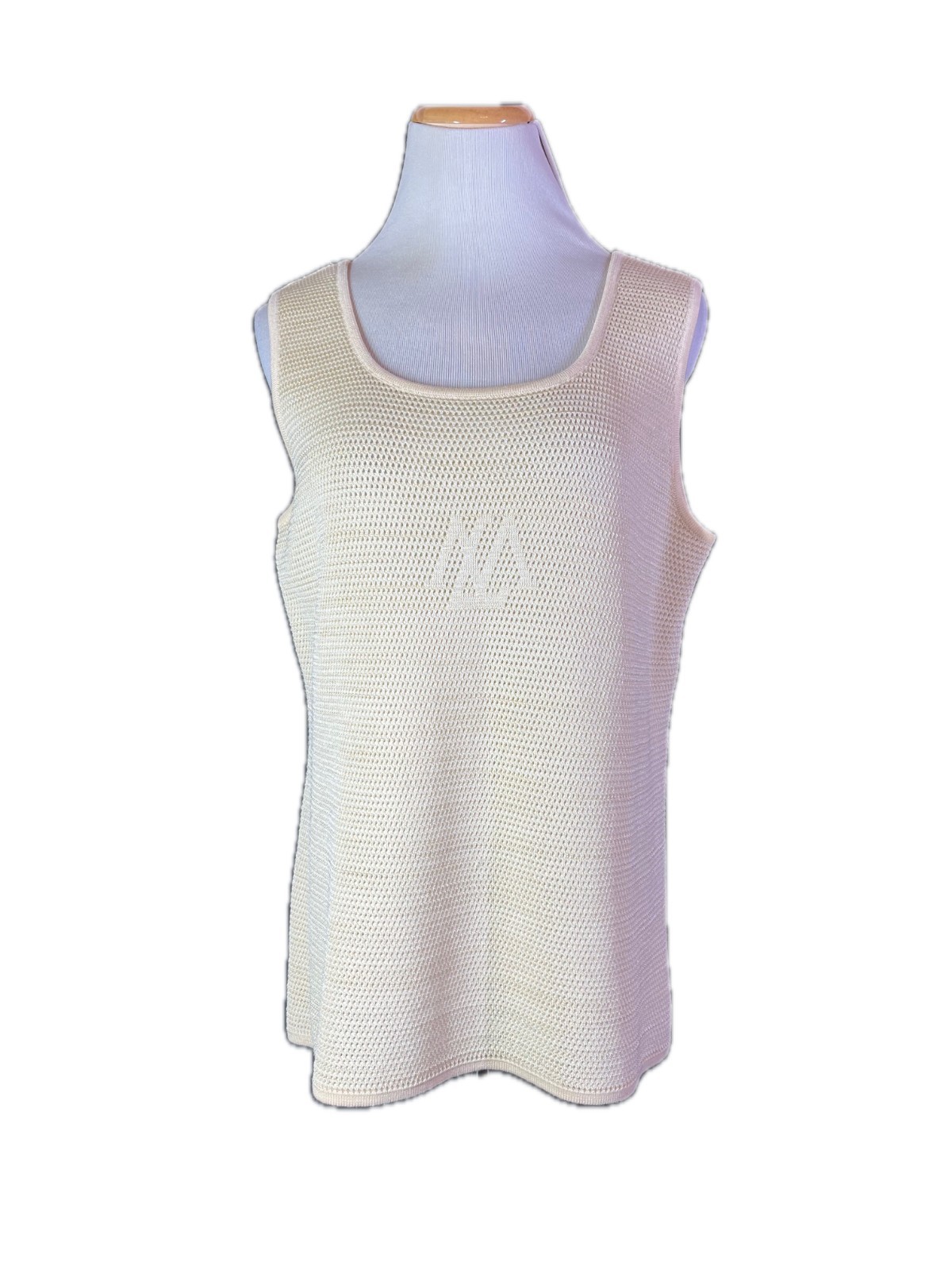 Vintage Escada Margaretha Ley Size 40 Cream Open Knit Tank Monogram