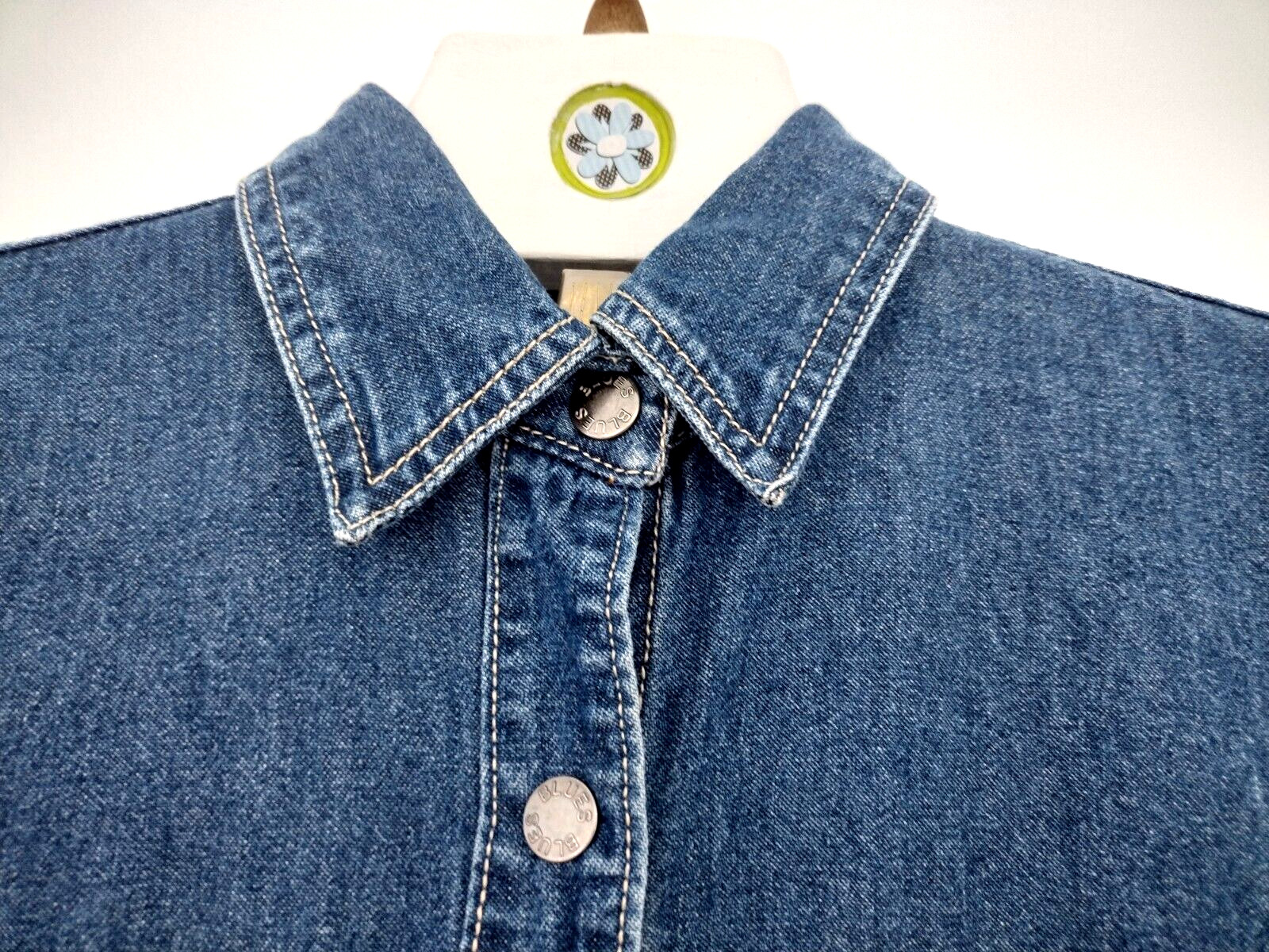 Vtg 90s Y2k Adriana Denim Jean Shirt Dress Snap Front Dark Wash Duster S Rodeo